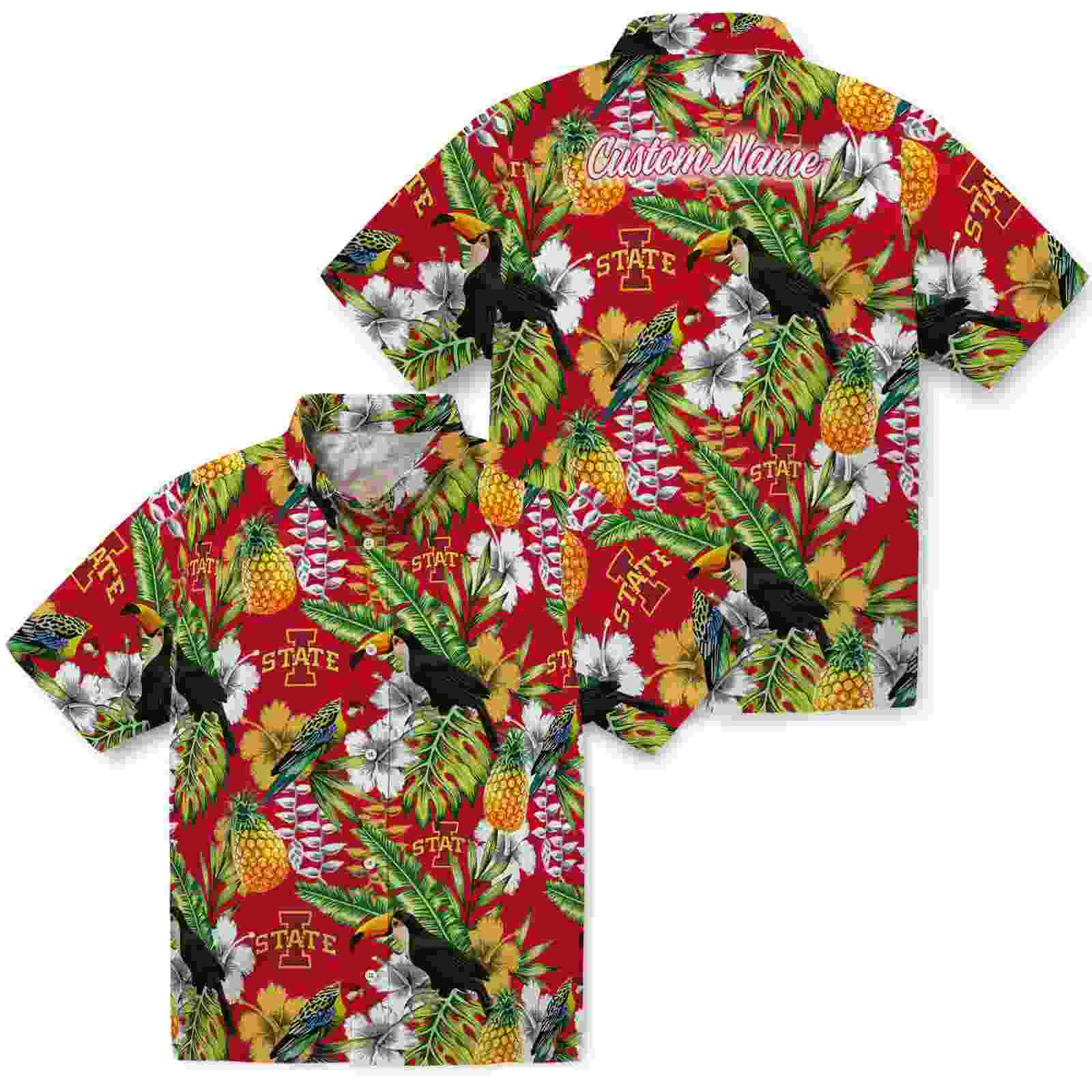 custom iowa state cyclones tropical toucan red green hawaiian shirt high quality