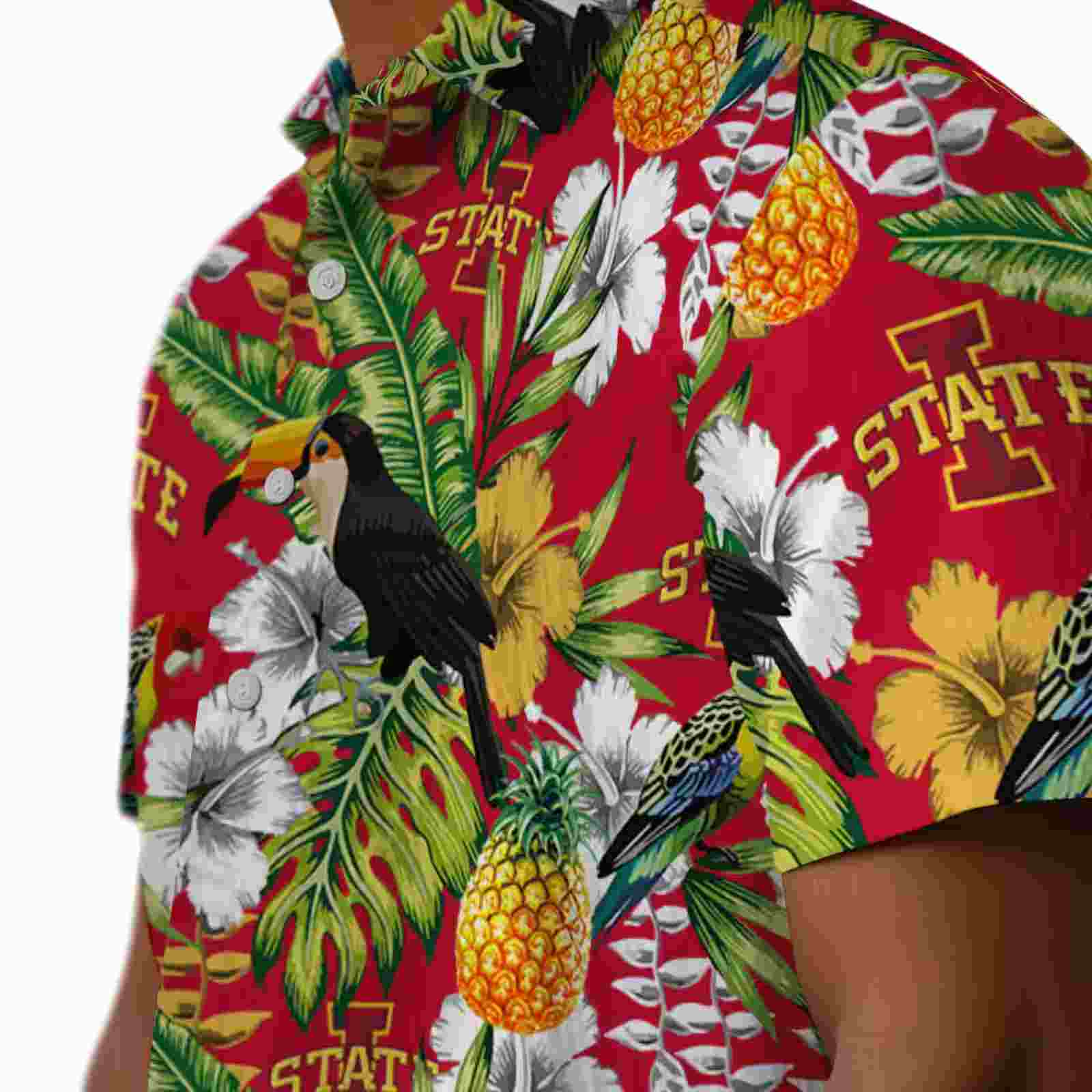 custom iowa state cyclones tropical toucan red green hawaiian shirt trendy