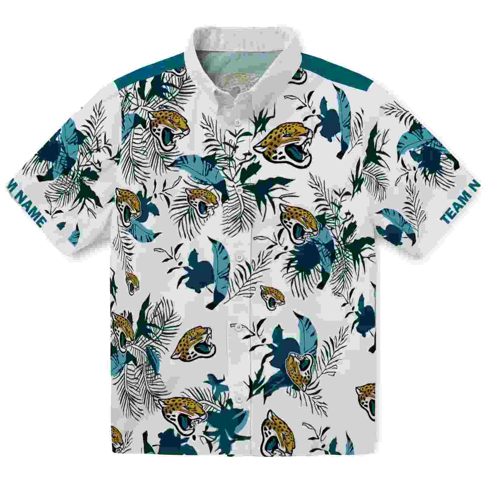 Custom Jacksonville Jaguars Botanical Theme Teal White Hawaiian Shirt