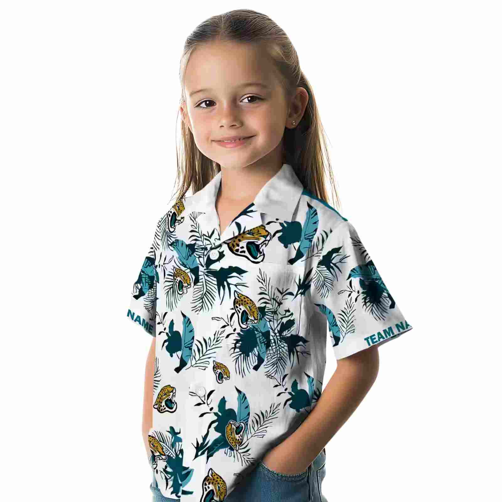 custom jacksonville jaguars botanical theme teal white hawaiian shirt premium grade