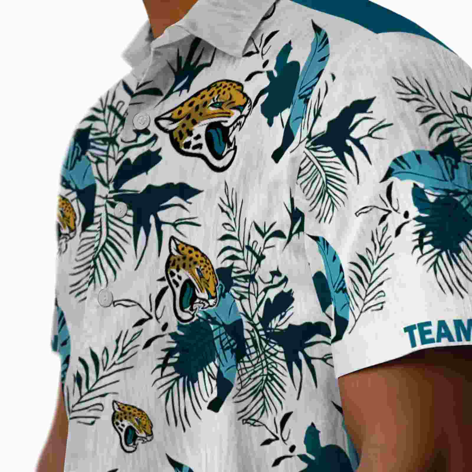 custom jacksonville jaguars botanical theme teal white hawaiian shirt trendy