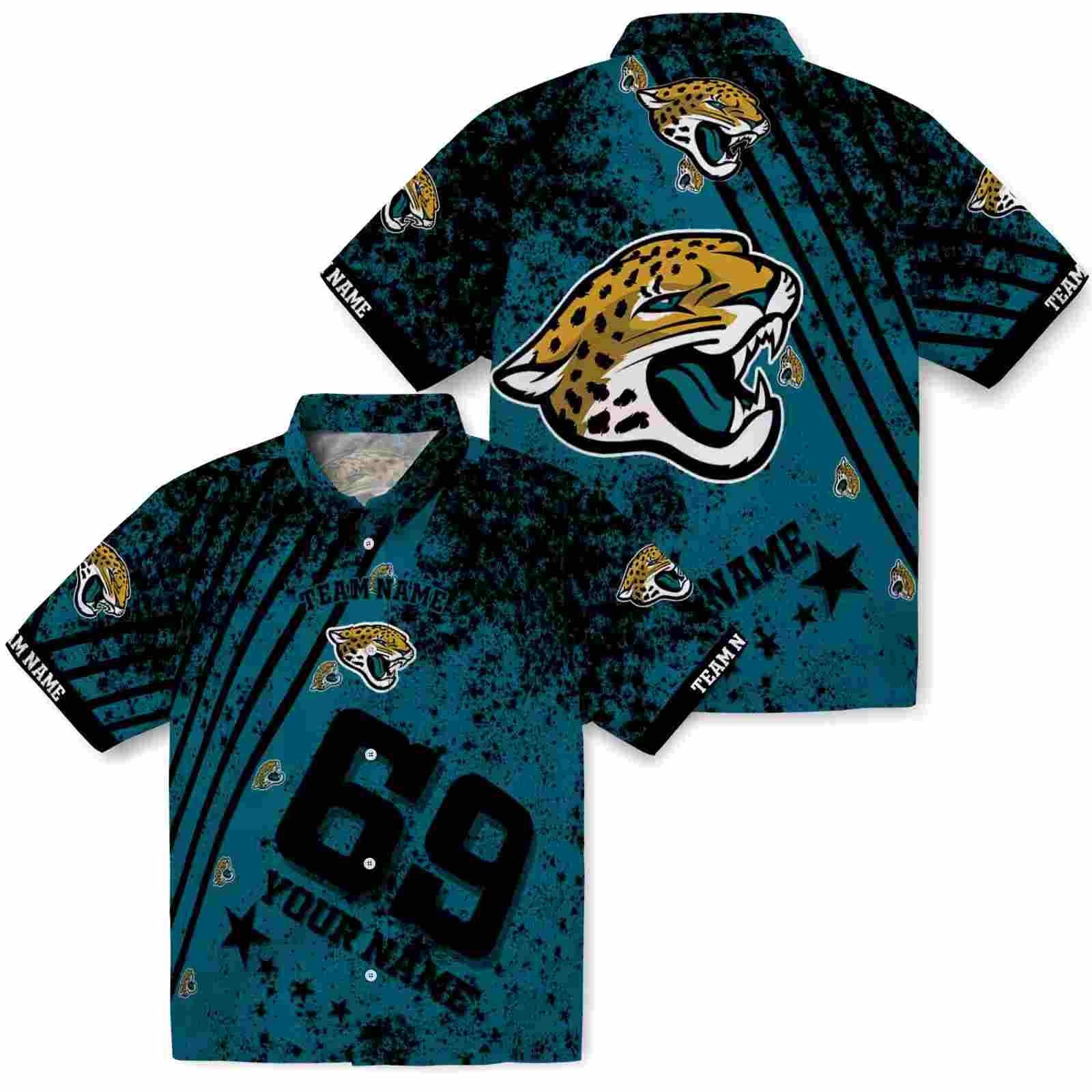 custom jacksonville jaguars star stripes teal hawaiian shirt high quality