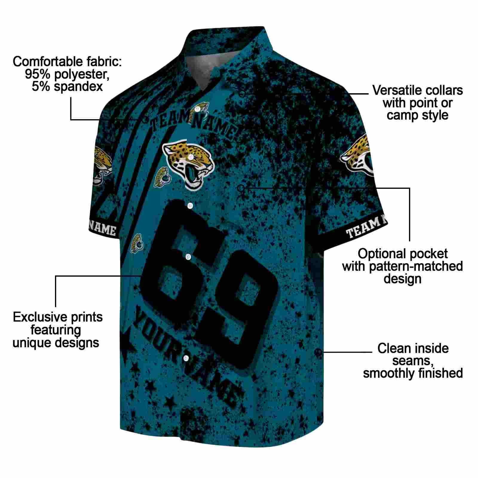 custom jacksonville jaguars star stripes teal hawaiian shirt new arrival