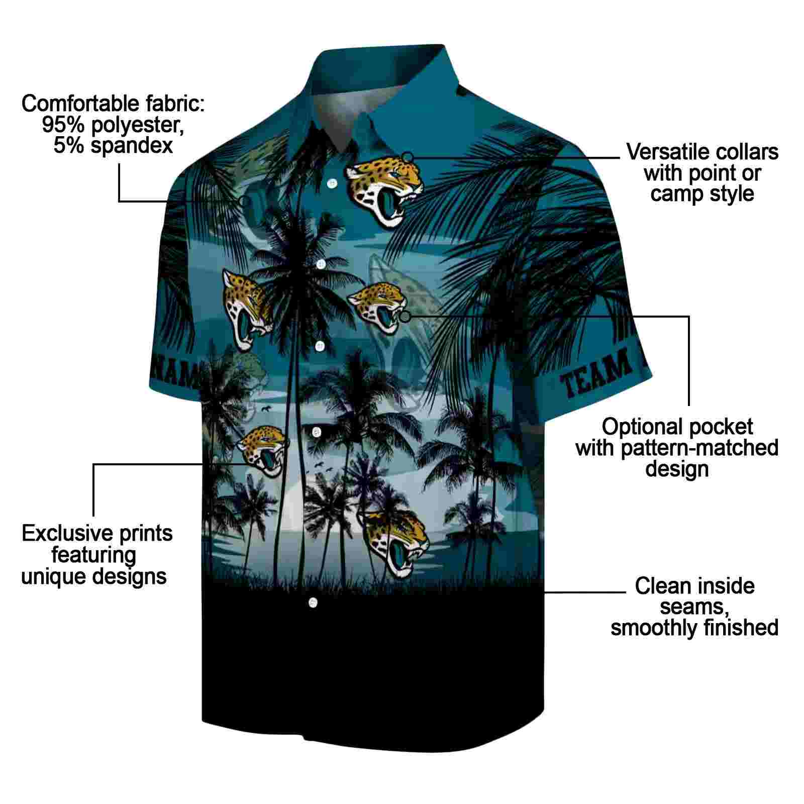 custom jacksonville jaguars sunset scene teal black hawaiian shirt new arrival