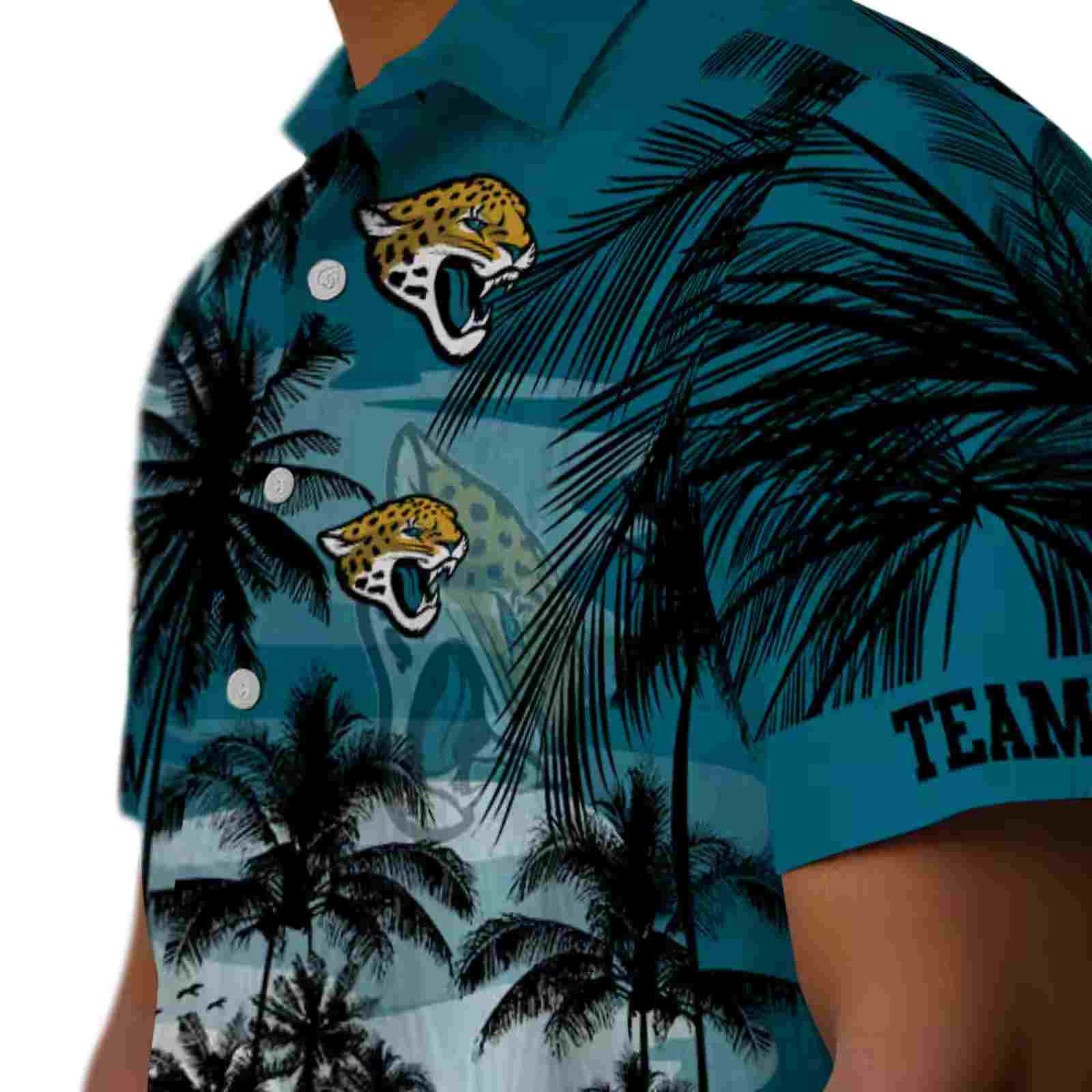 custom jacksonville jaguars sunset scene teal black hawaiian shirt trendy