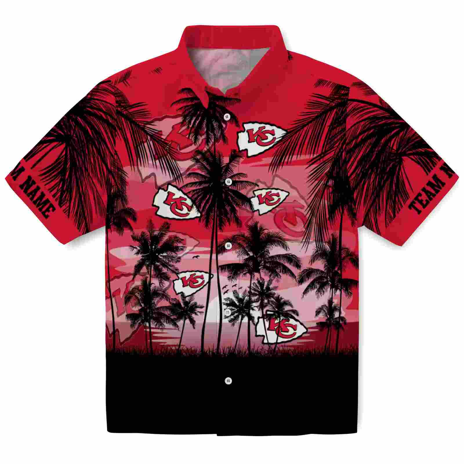 Custom Kansas City Chiefs Sunset Scene Red Black Hawaiian Shirt