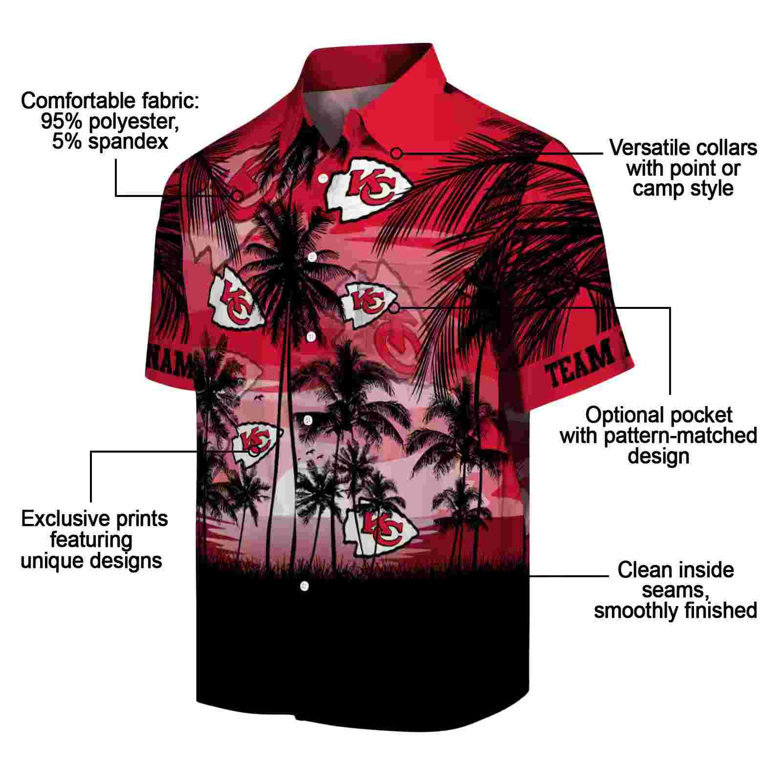 custom kansas city chiefs sunset scene red black hawaiian shirt new arrival