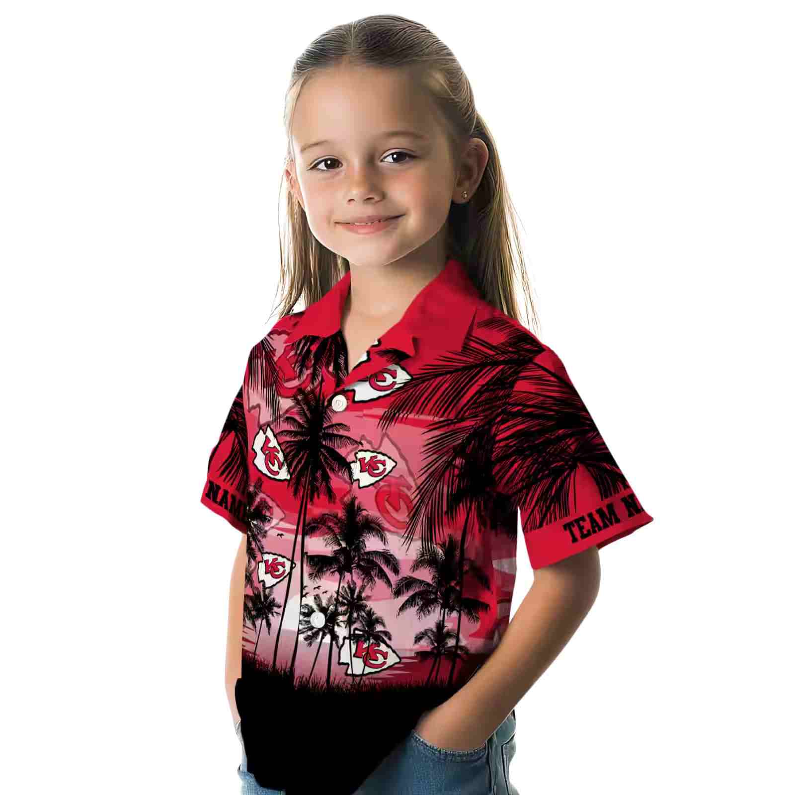 custom kansas city chiefs sunset scene red black hawaiian shirt premium grade