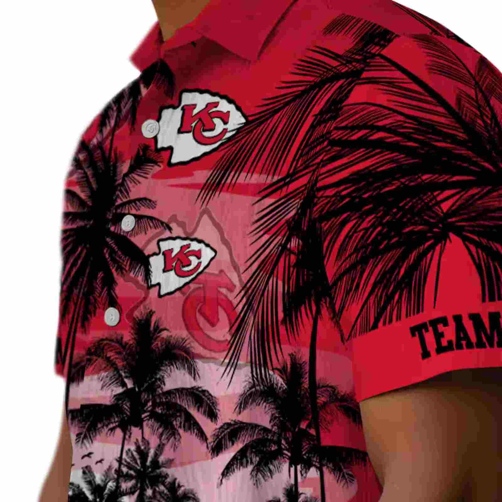 custom kansas city chiefs sunset scene red black hawaiian shirt trendy