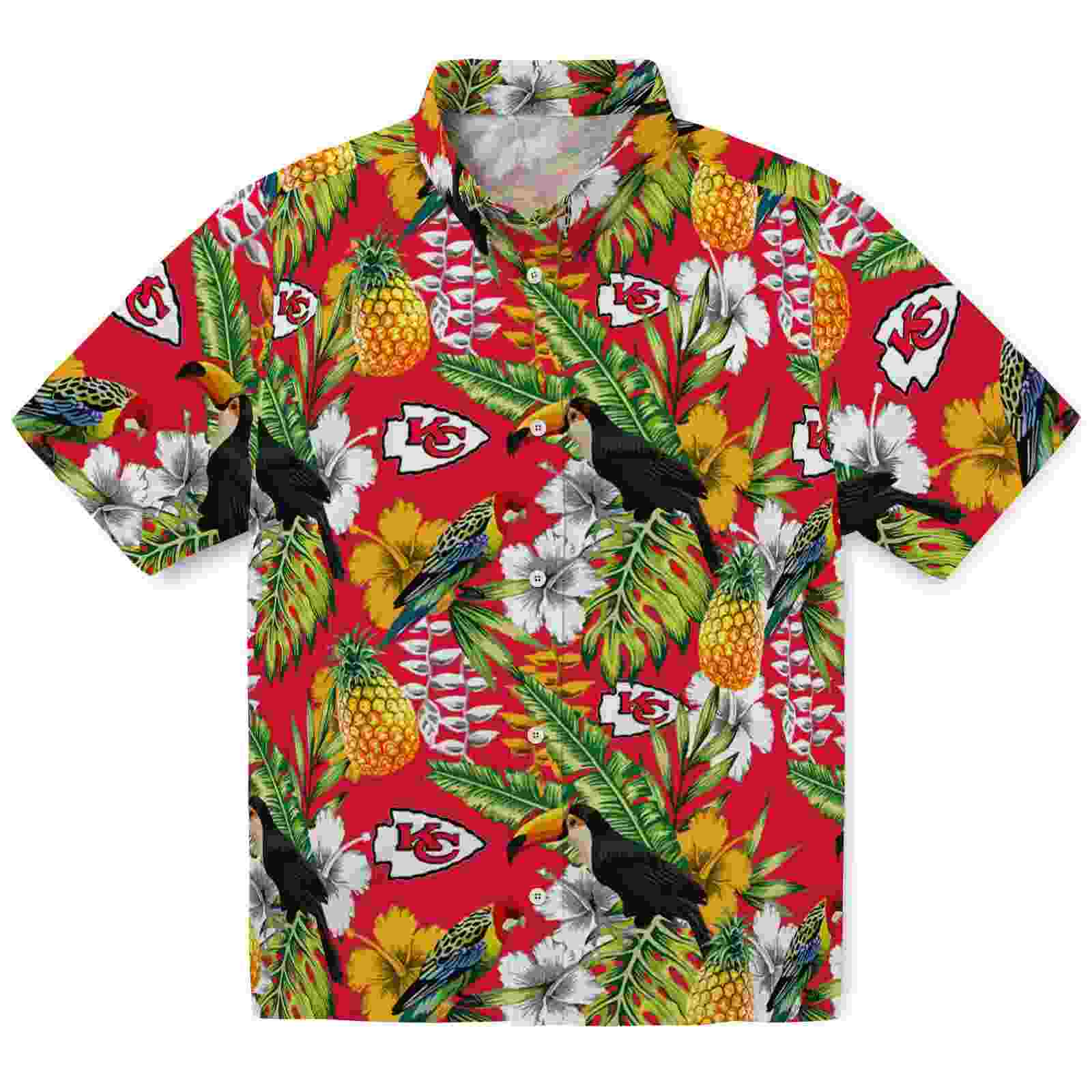 Custom Kansas City Chiefs Tropical Toucan Red Green Hawaiian Shirt