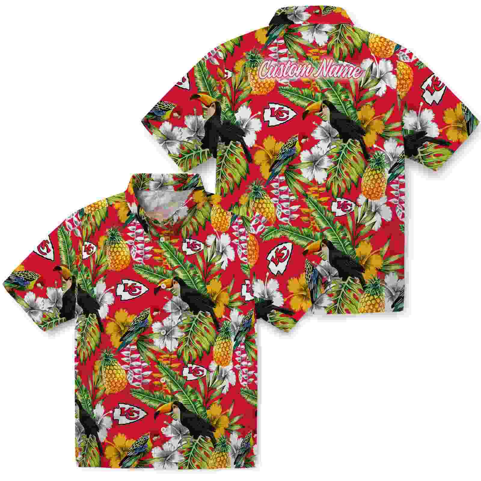 custom kansas city chiefs tropical toucan red green hawaiian shirt high quality