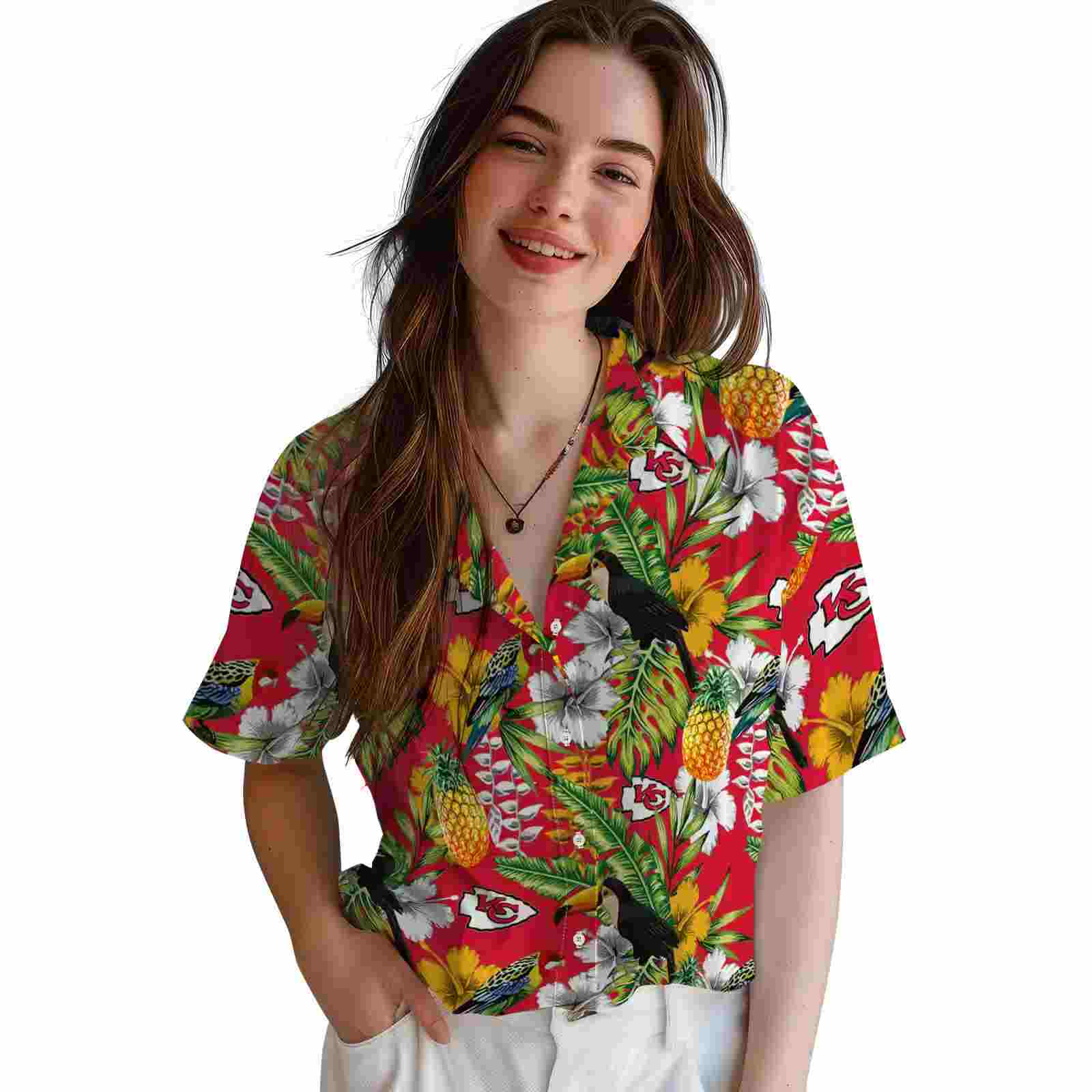 custom kansas city chiefs tropical toucan red green hawaiian shirt latest model