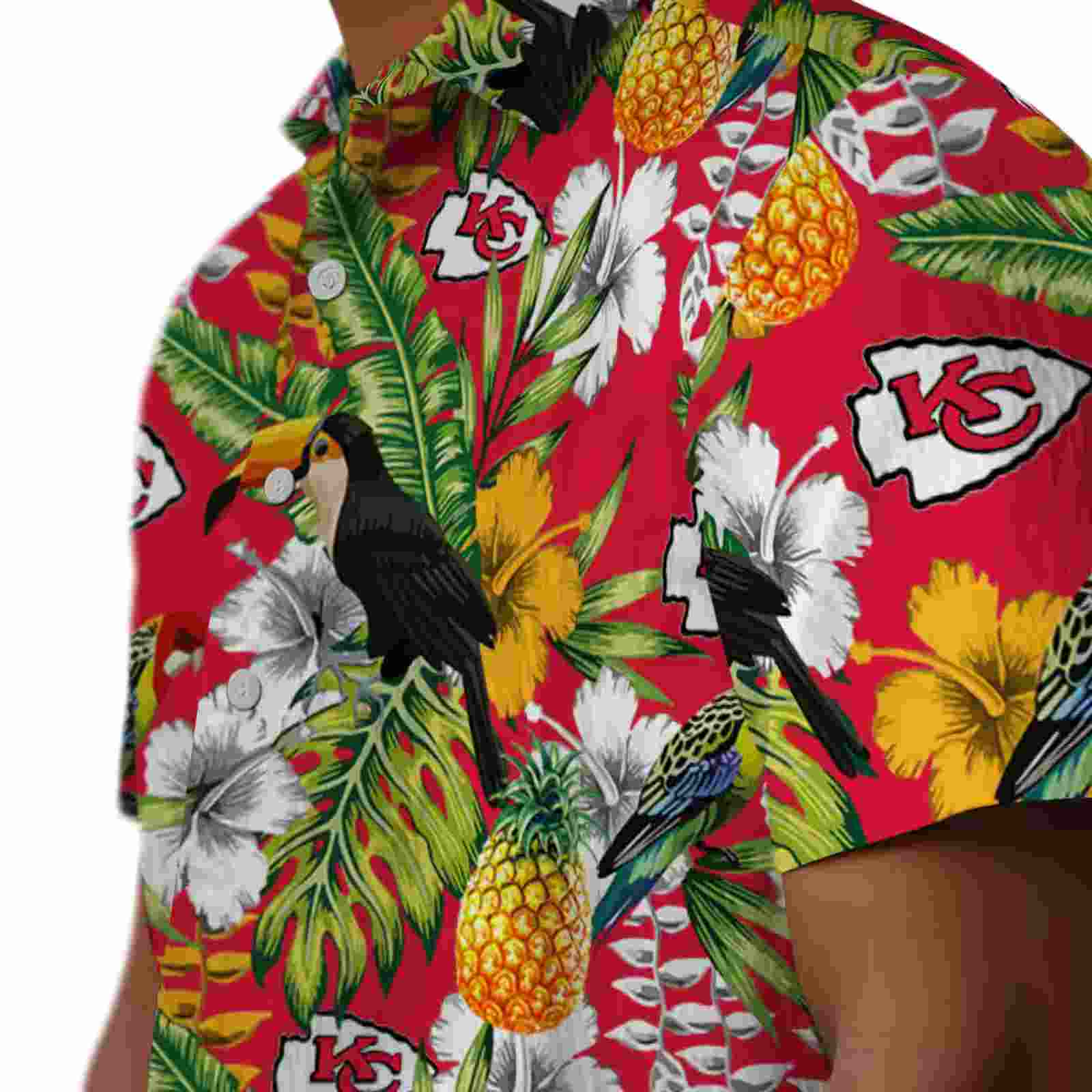 custom kansas city chiefs tropical toucan red green hawaiian shirt trendy