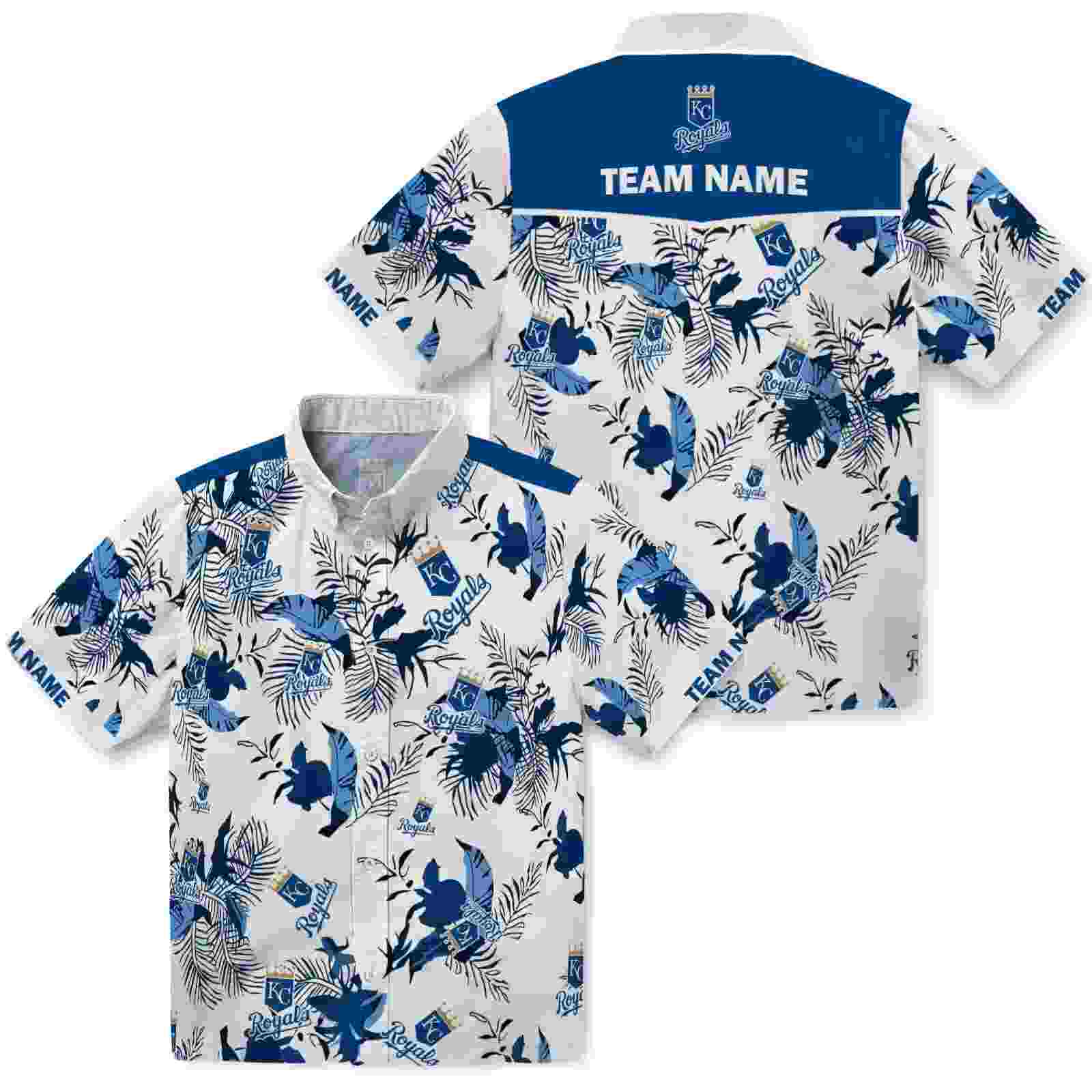 custom kansas city royals botanical theme royal blue white hawaiian shirt high quality