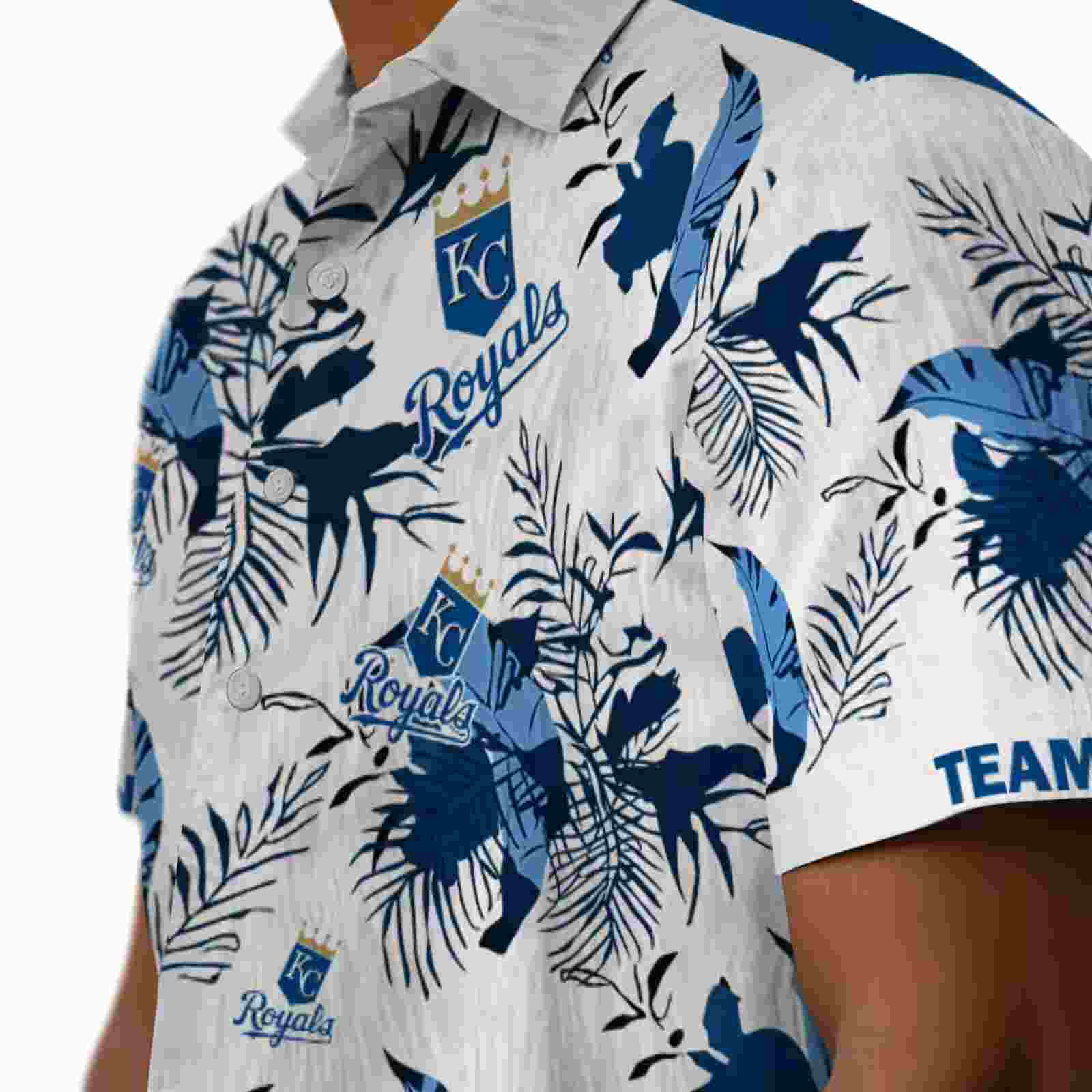 custom kansas city royals botanical theme royal blue white hawaiian shirt trendy