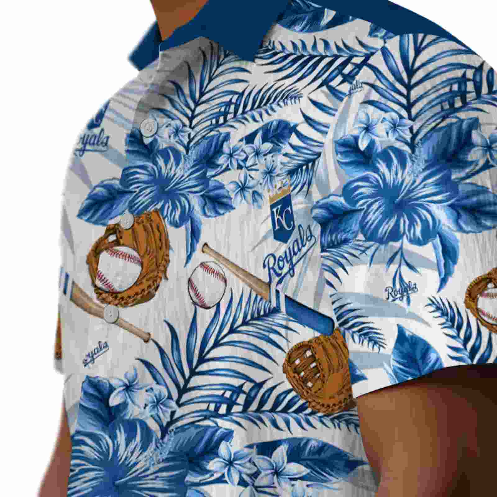 custom kansas city royals floral baseball royal blue white hawaiian shirt trendy