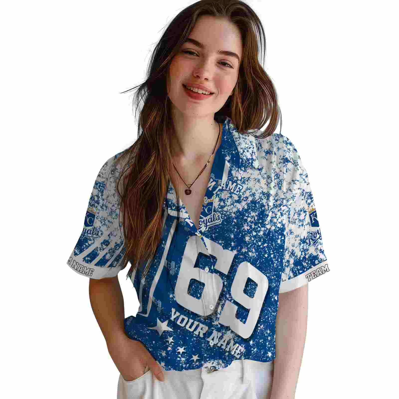 custom kansas city royals star stripes royal blue hawaiian shirt latest model