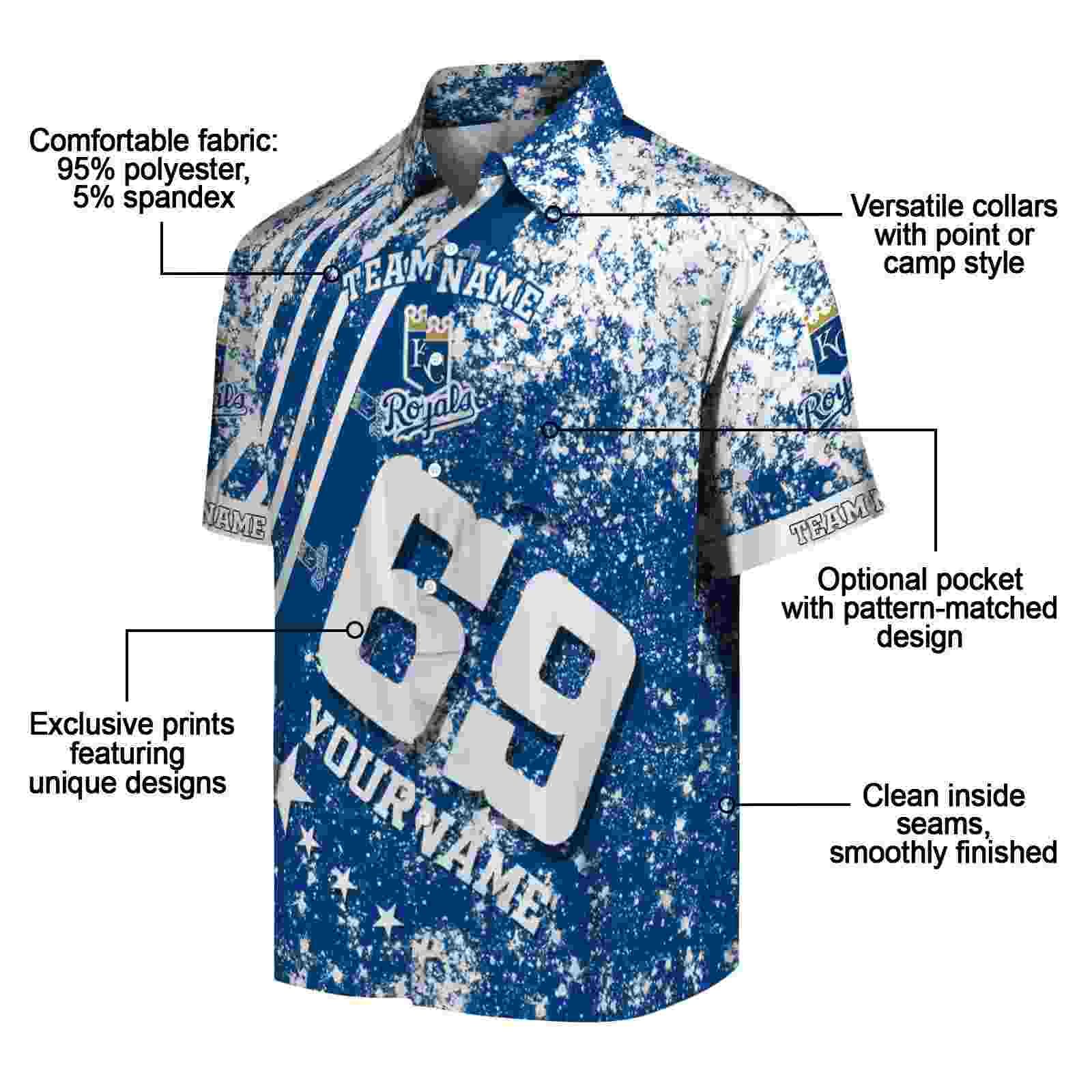 custom kansas city royals star stripes royal blue hawaiian shirt new arrival