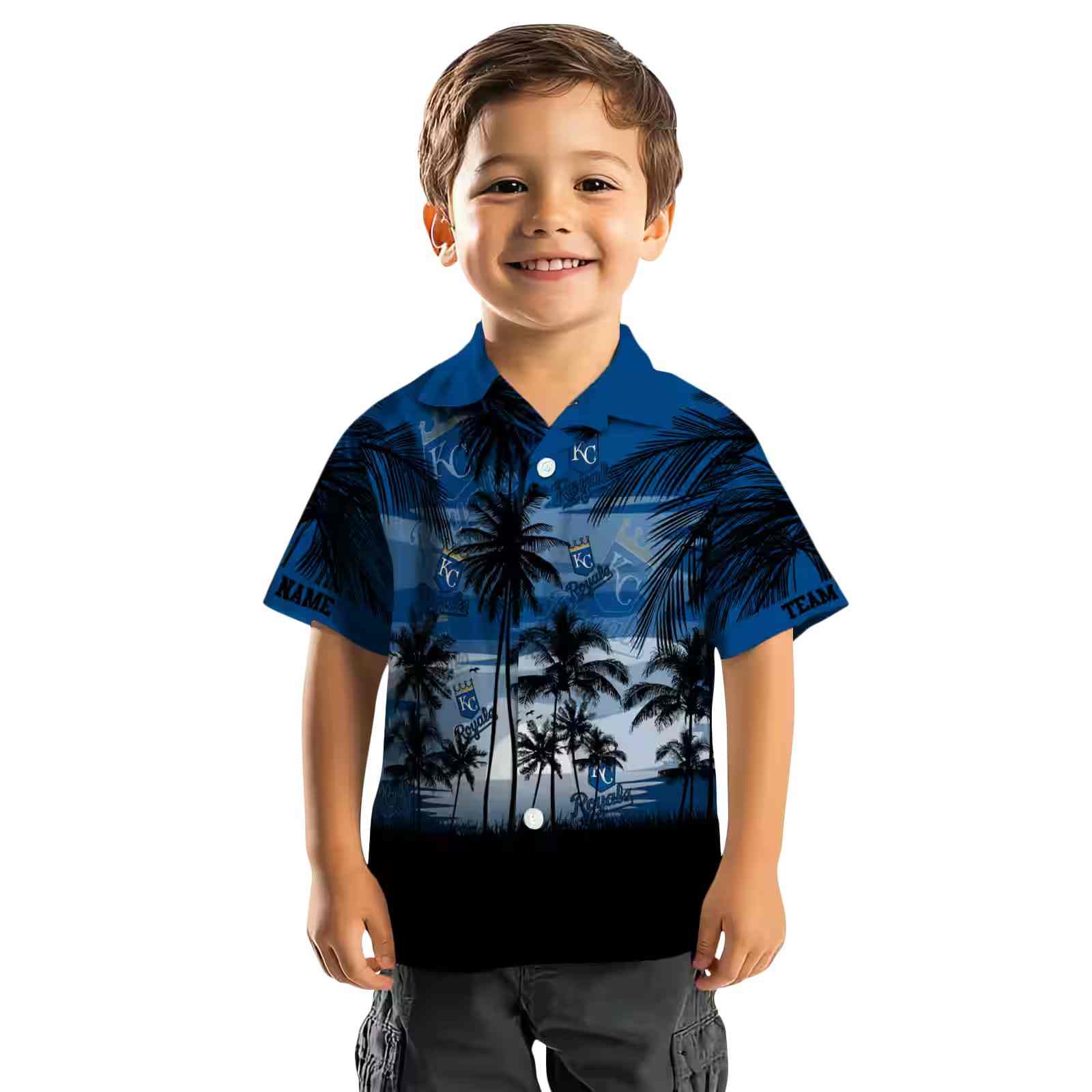 custom kansas city royals sunset scene royal blue black hawaiian shirt top rated