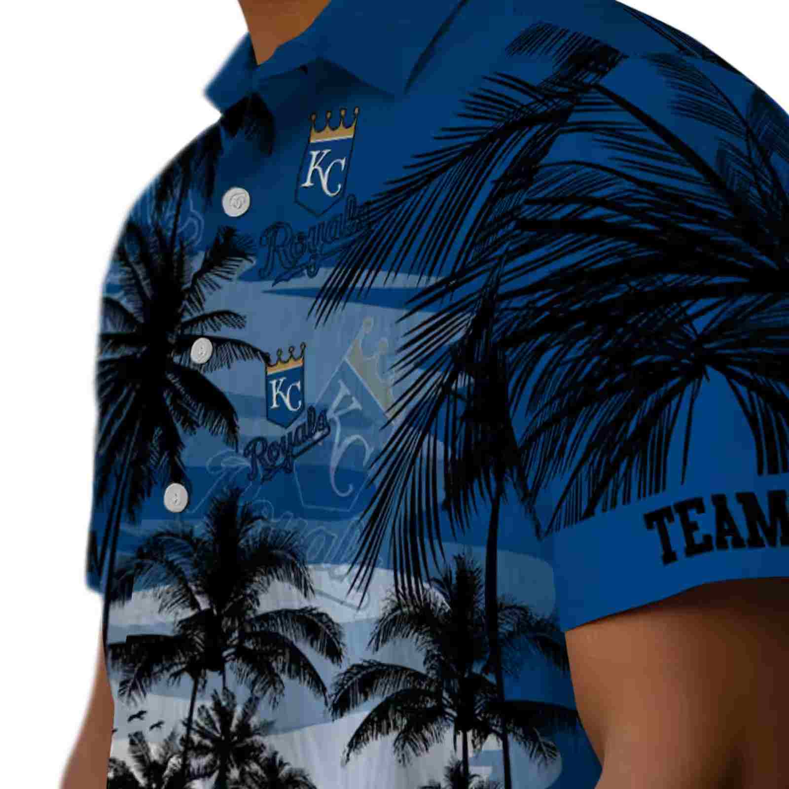 custom kansas city royals sunset scene royal blue black hawaiian shirt trendy