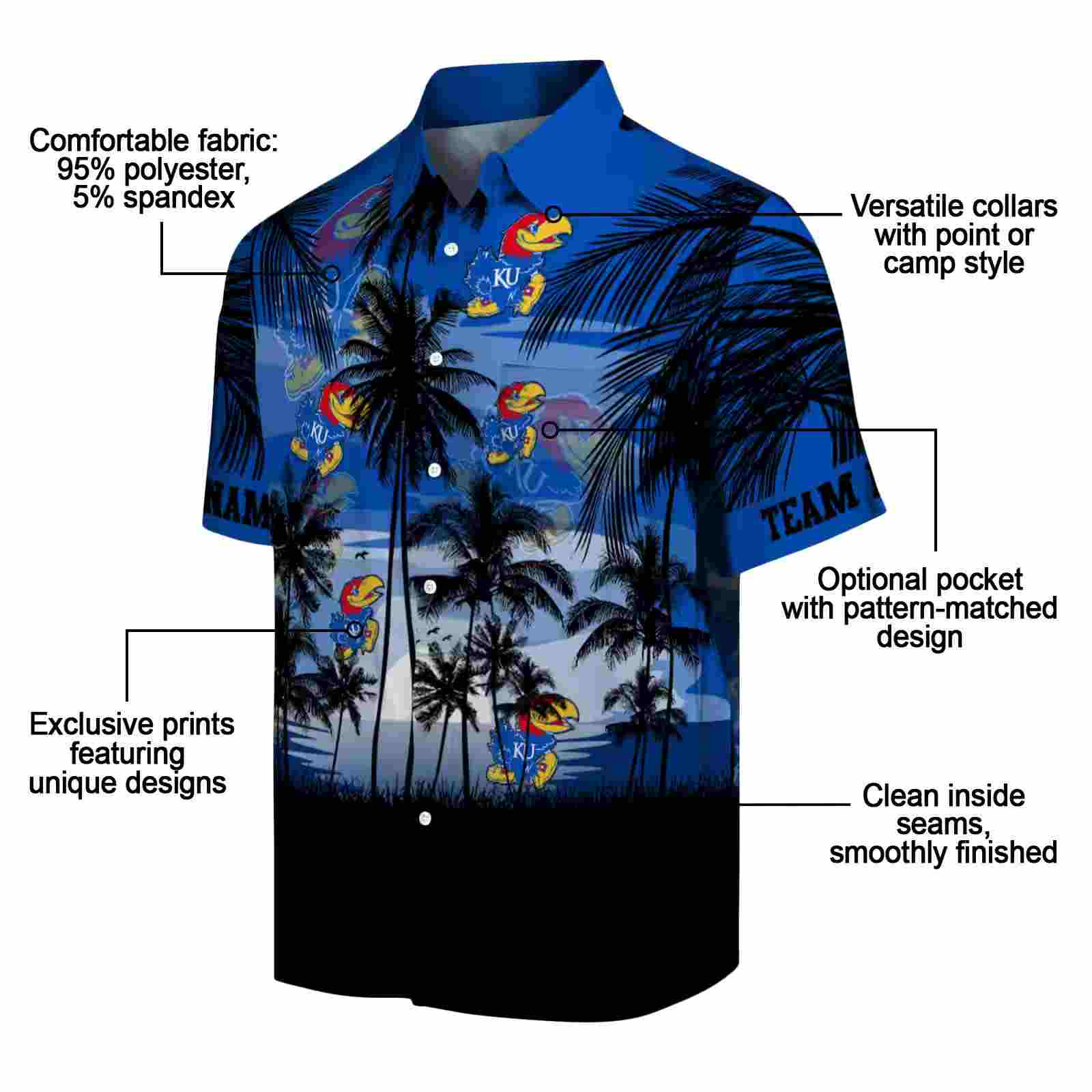 custom kansas jayhawks sunset scene blue black hawaiian shirt new arrival