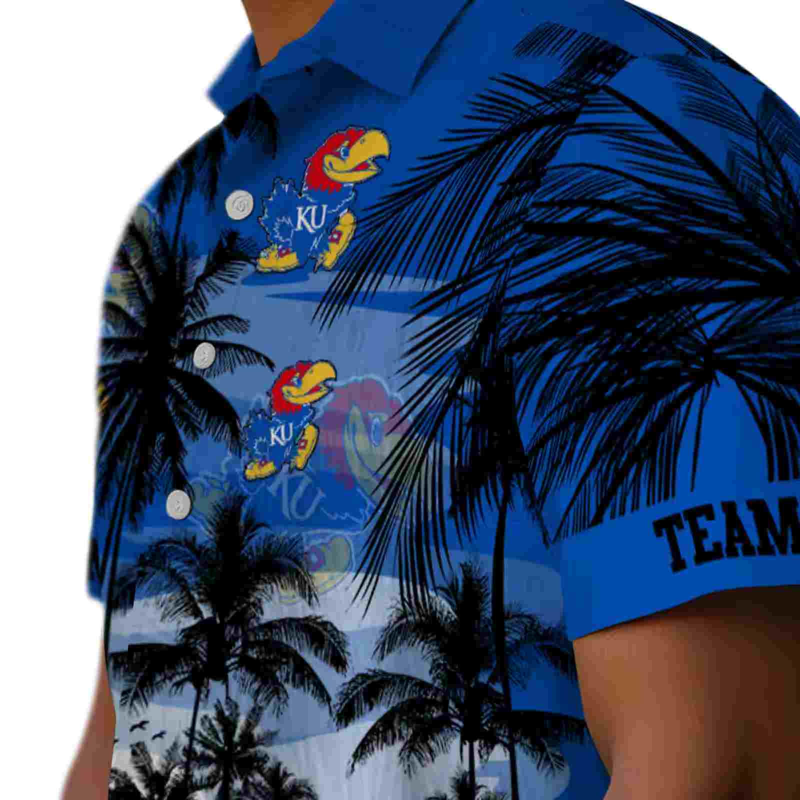 custom kansas jayhawks sunset scene blue black hawaiian shirt trendy