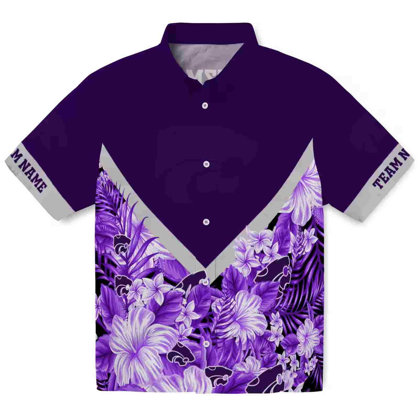 Custom Kansas State Wildcats Floral Chevron Purple Hawaiian Shirt