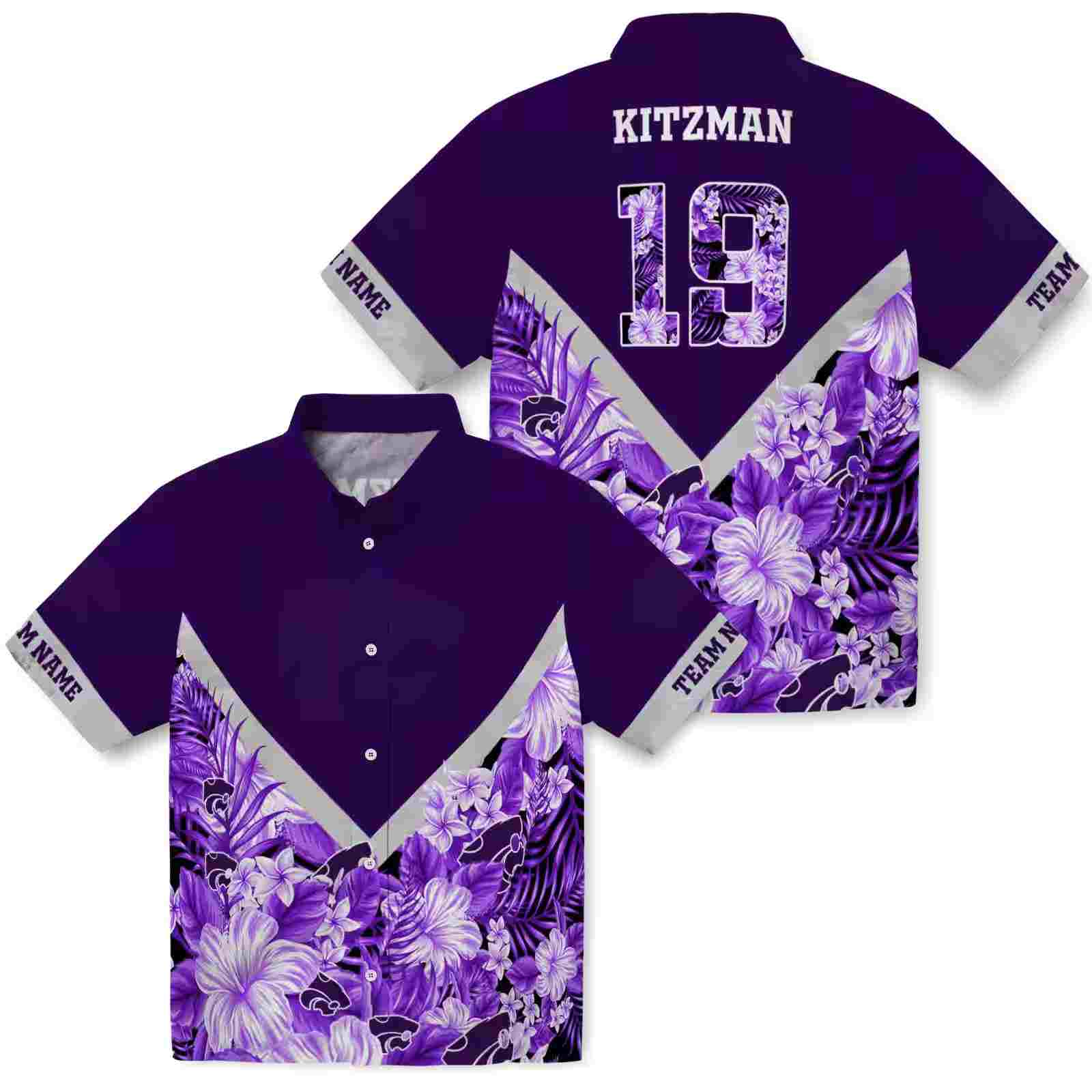 custom kansas state wildcats floral chevron purple hawaiian shirt high quality