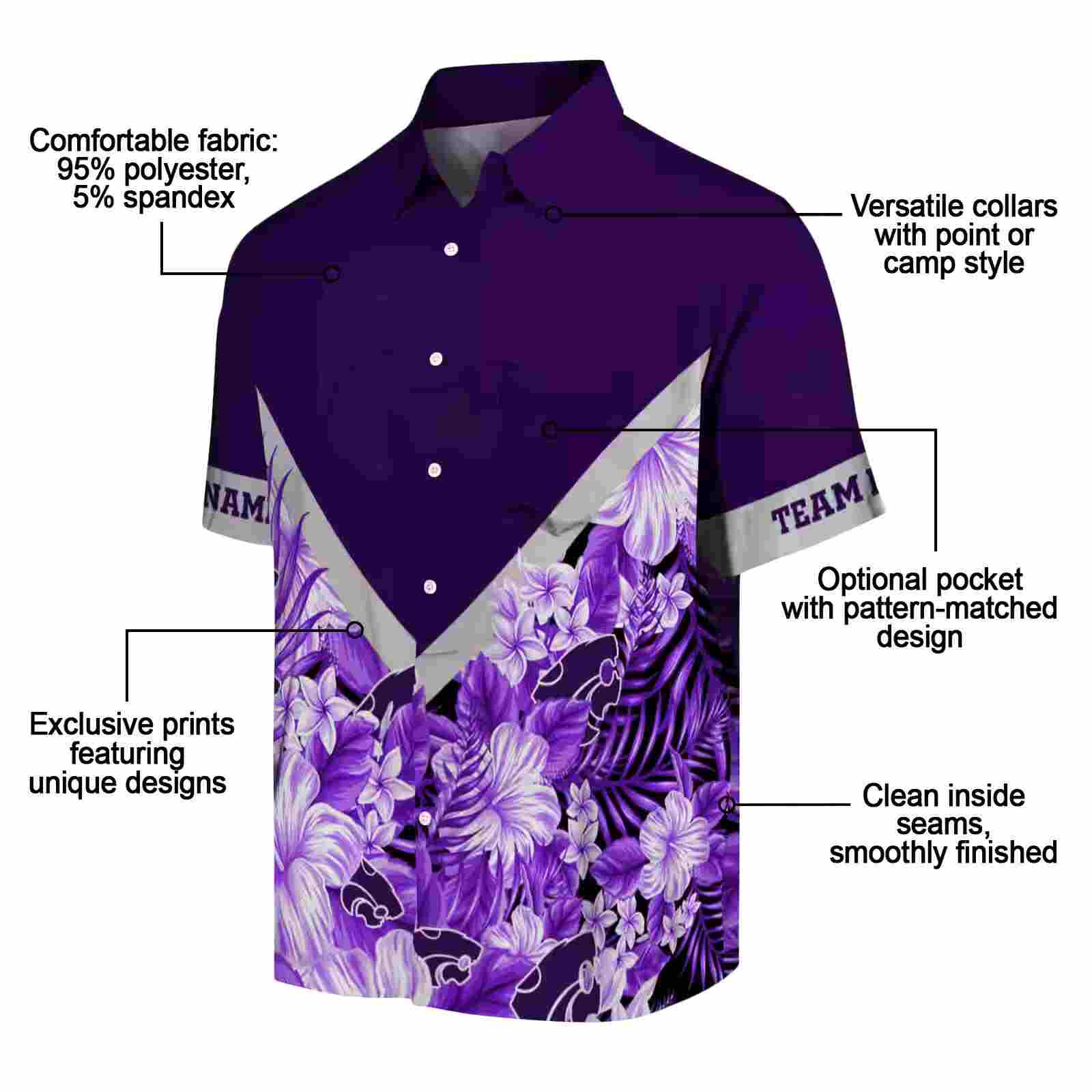 custom kansas state wildcats floral chevron purple hawaiian shirt new arrival