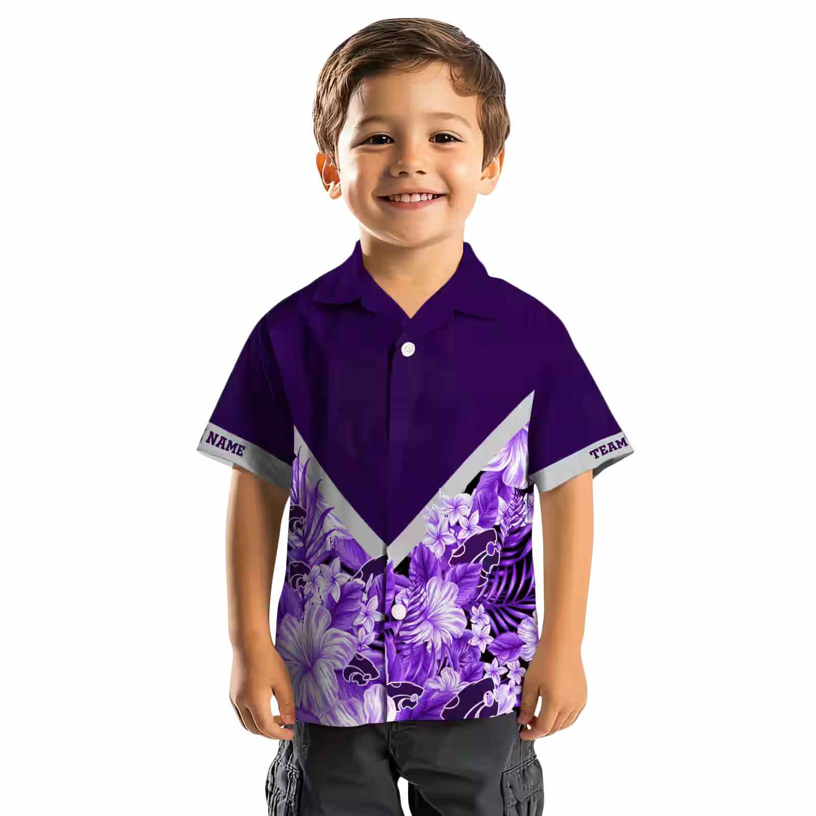 custom kansas state wildcats floral chevron purple hawaiian shirt top rated