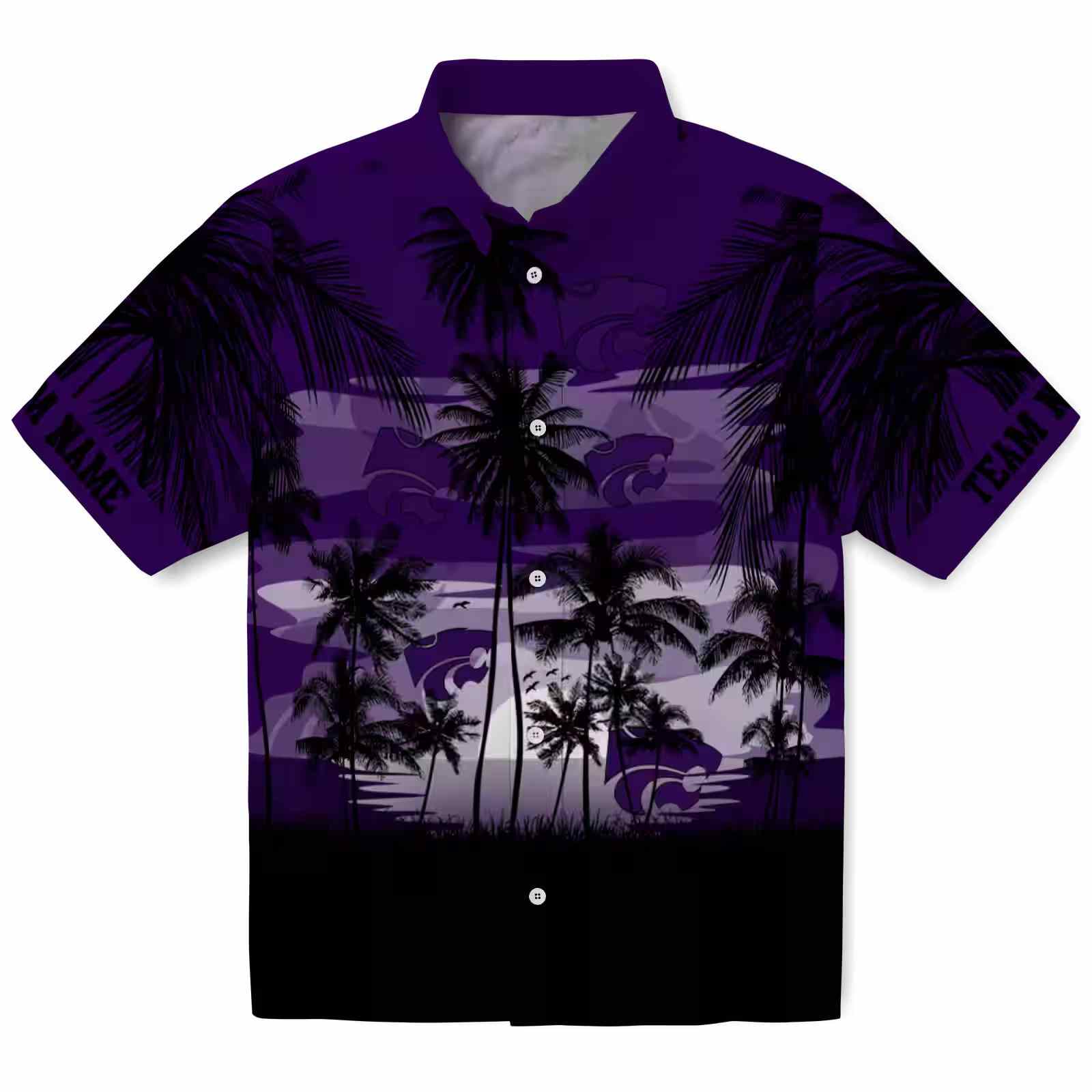 Custom Kansas State Wildcats Sunset Scene Purple Black Hawaiian Shirt