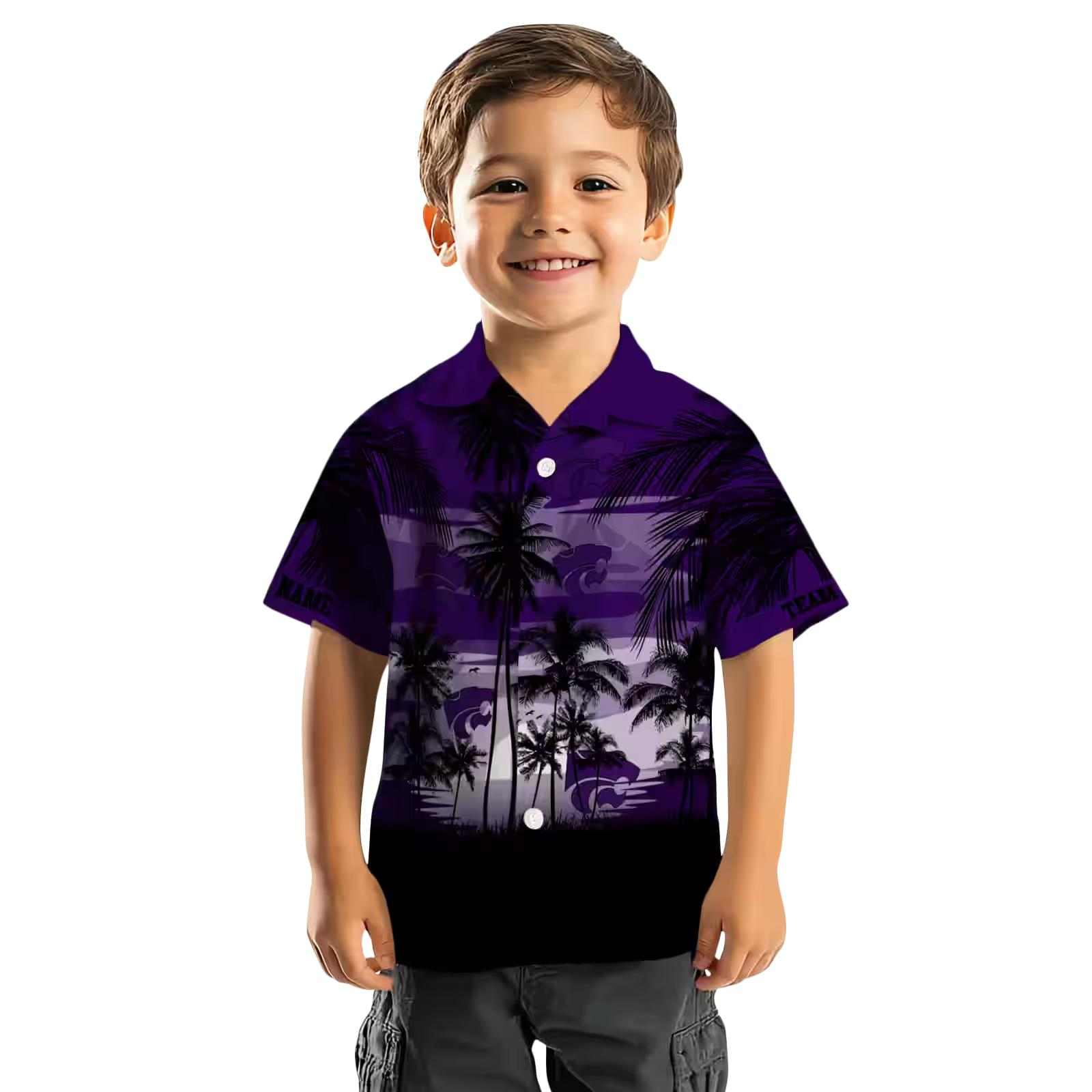 custom kansas state wildcats sunset scene purple black hawaiian shirt top rated