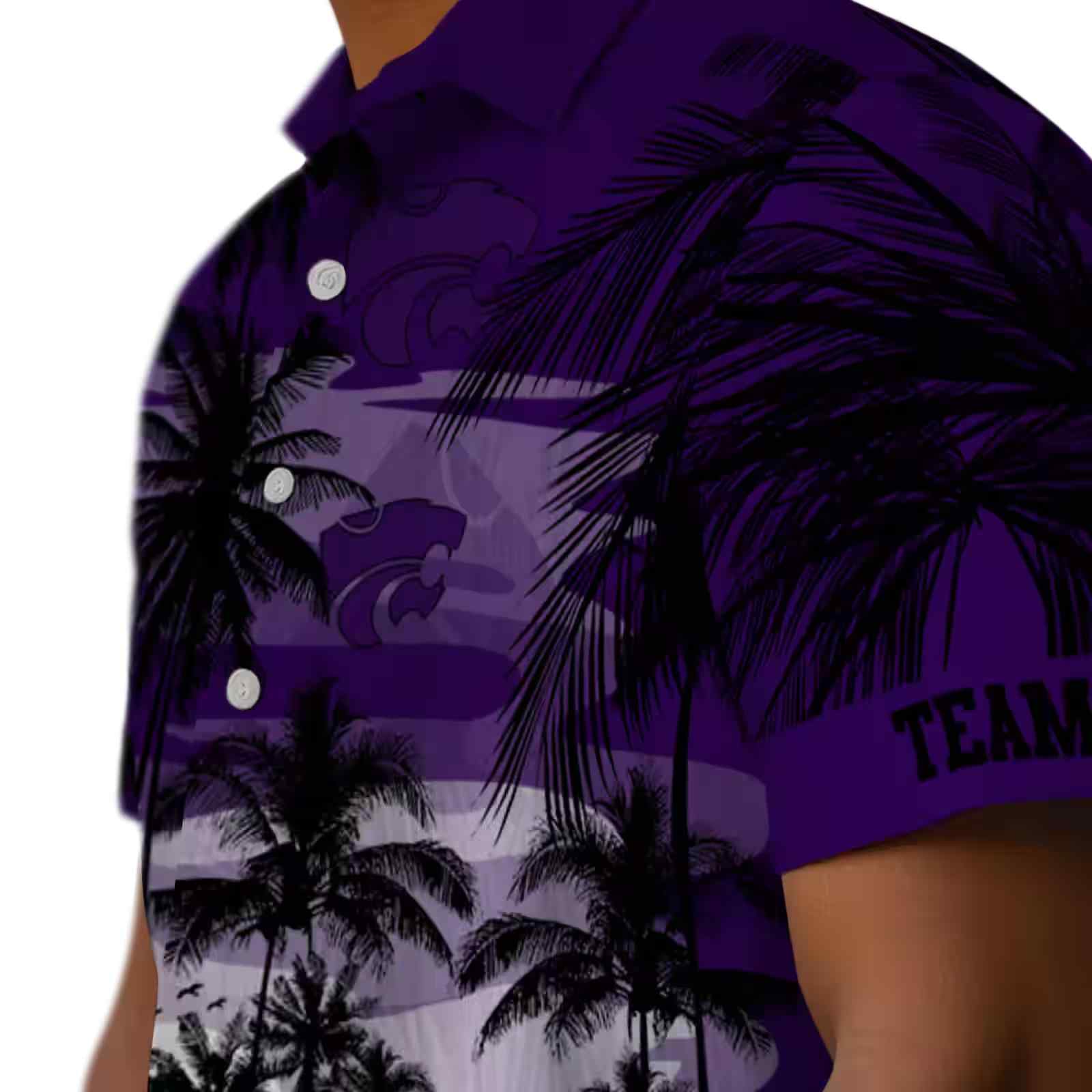 custom kansas state wildcats sunset scene purple black hawaiian shirt trendy