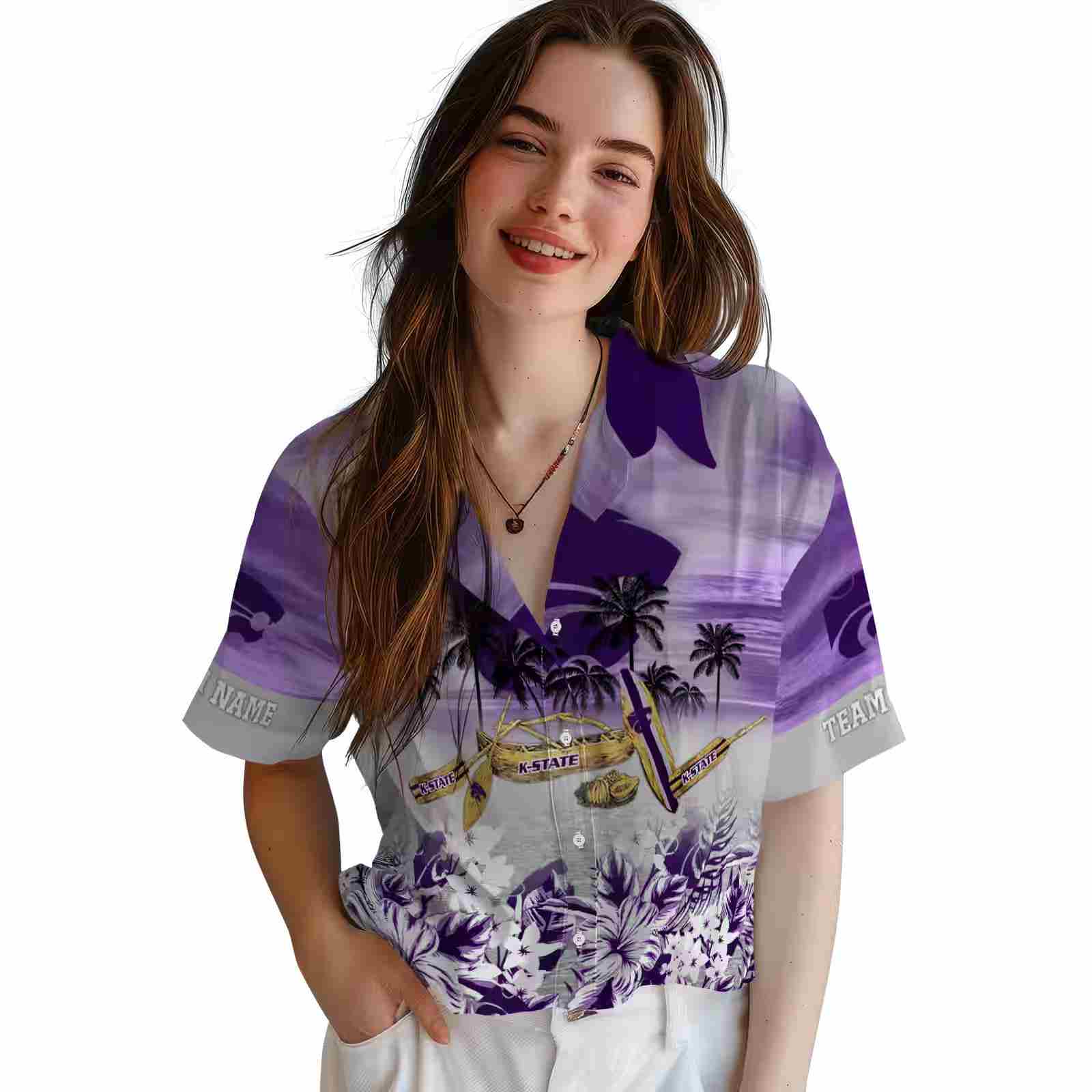 custom kansas state wildcats tropical canoe purple hawaiian shirt latest model