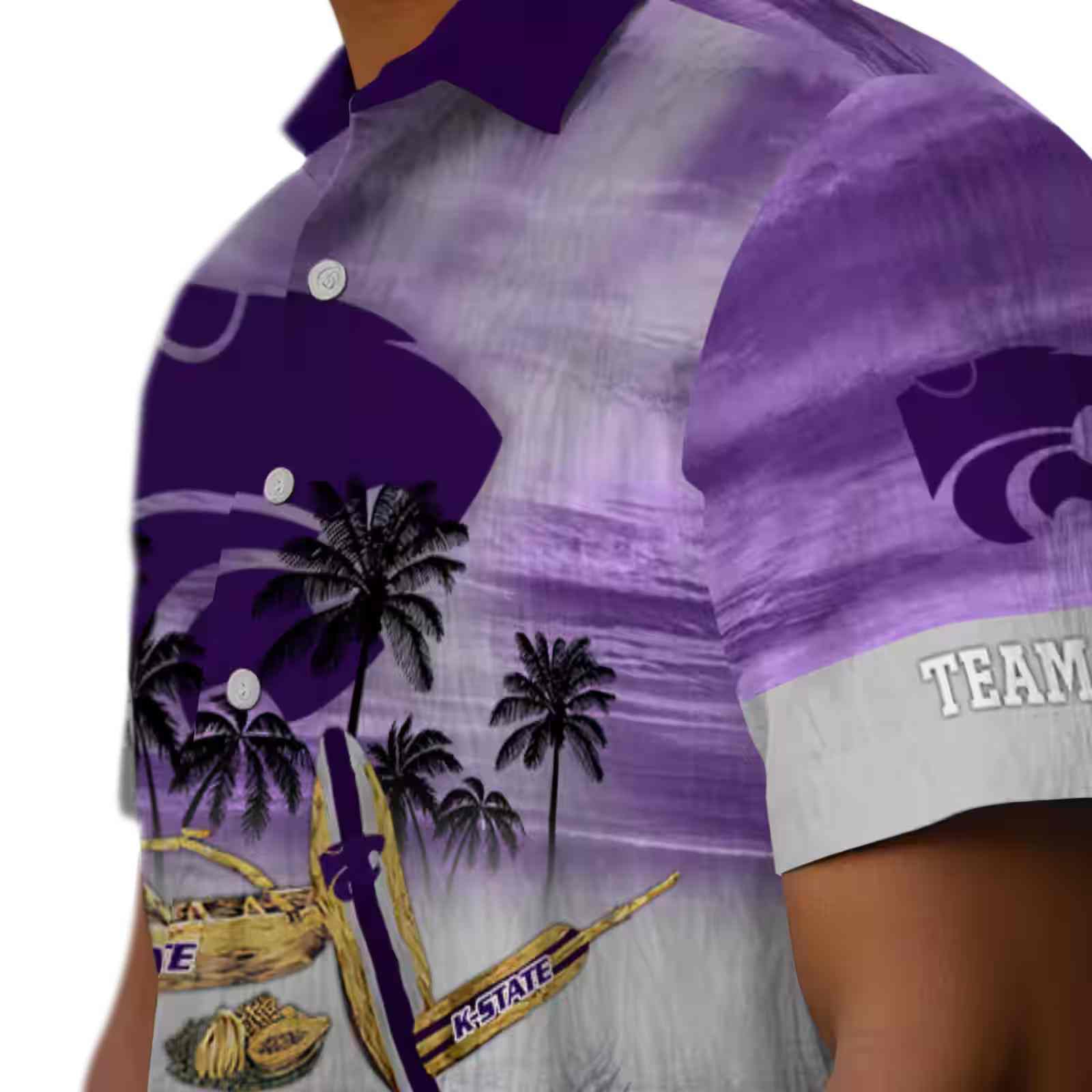 custom kansas state wildcats tropical canoe purple hawaiian shirt trendy