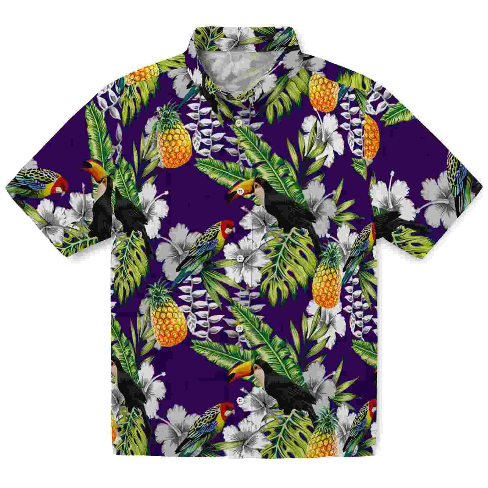 Custom Kansas State Wildcats Tropical Toucan Purple Green Hawaiian Shirt