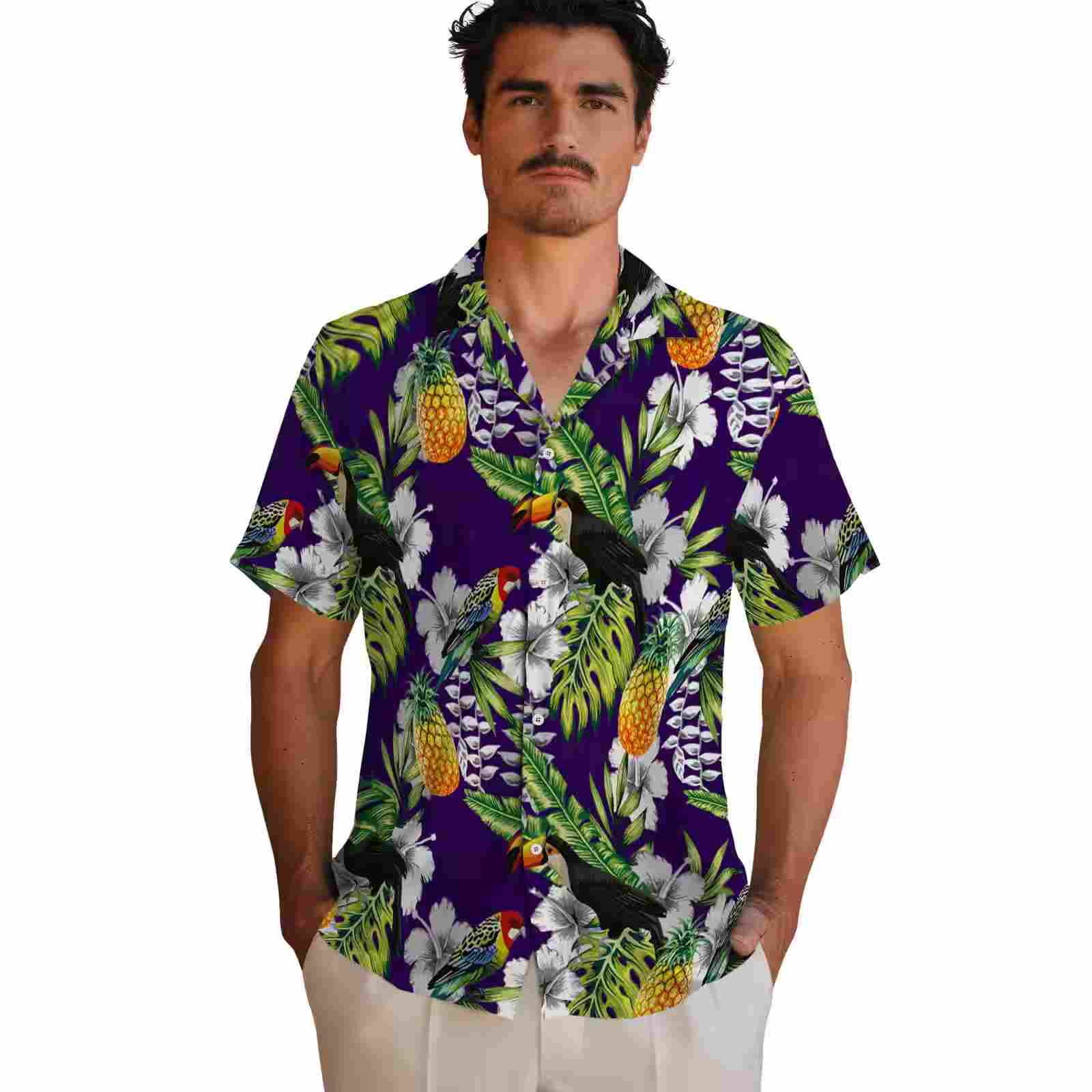 custom kansas state wildcats tropical toucan purple green hawaiian shirt fashion forward