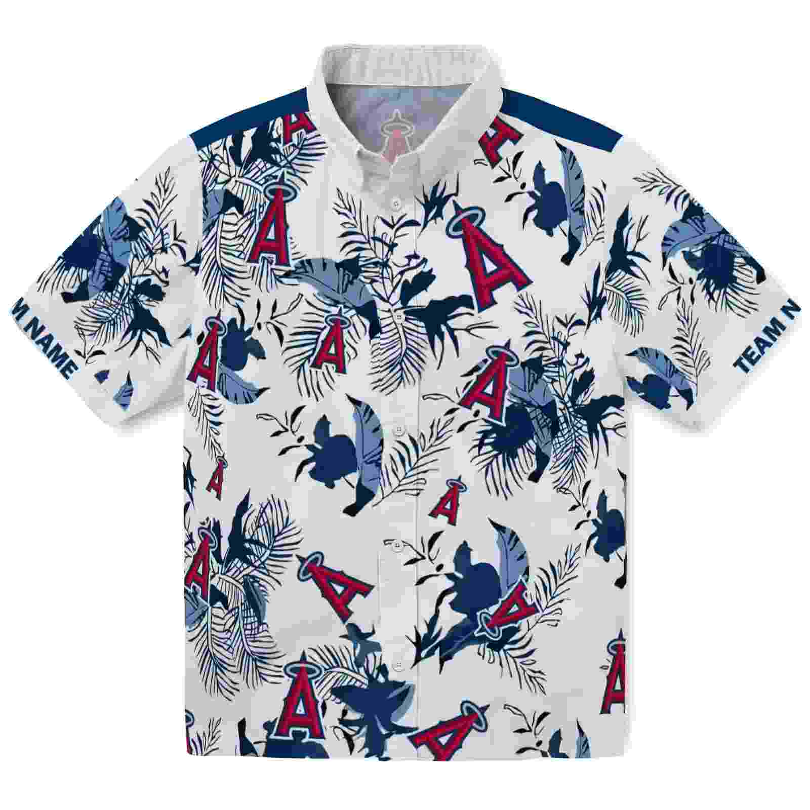 Custom Los Angeles Angels Botanical Theme Blue White Hawaiian Shirt