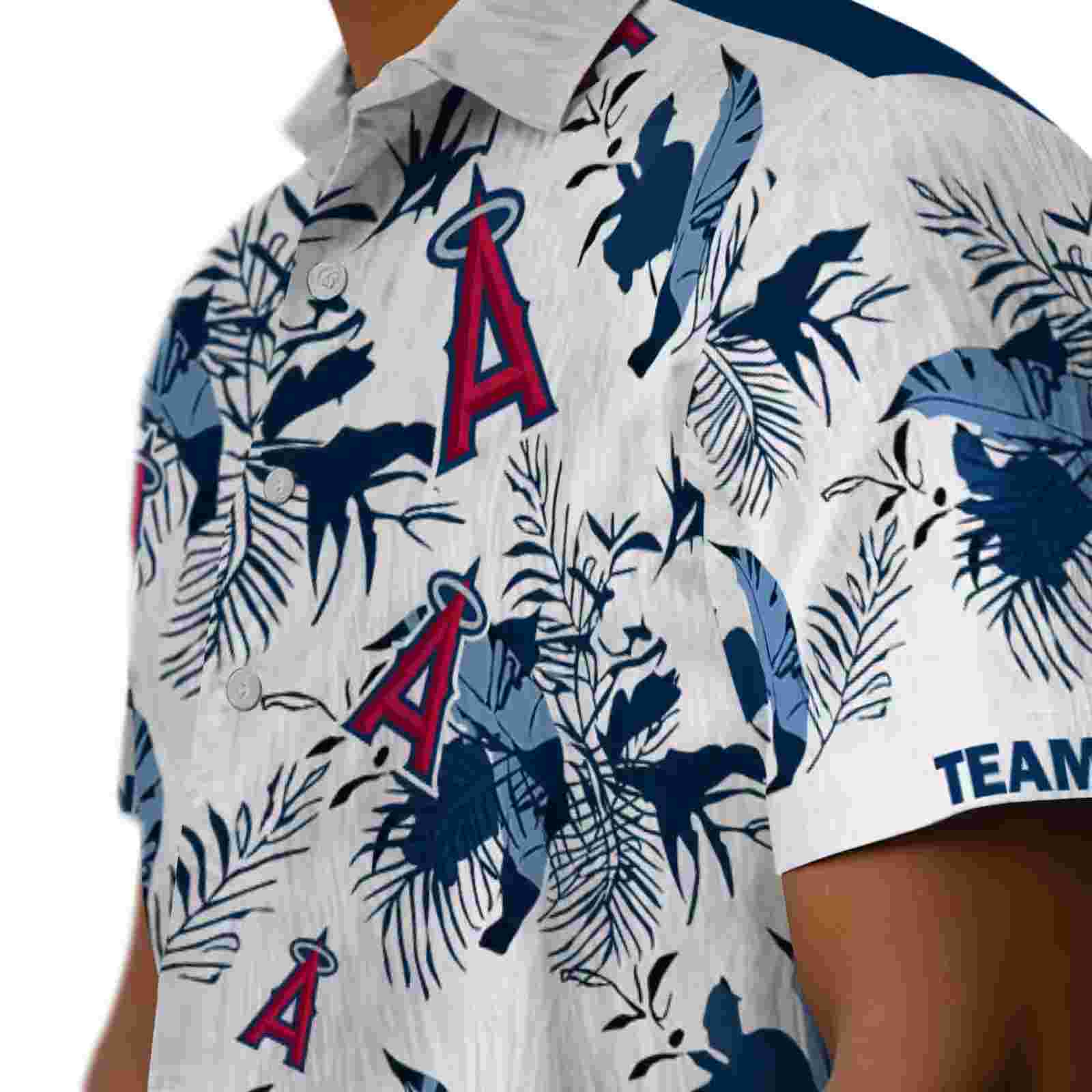 custom los angeles angels botanical theme blue white hawaiian shirt trendy