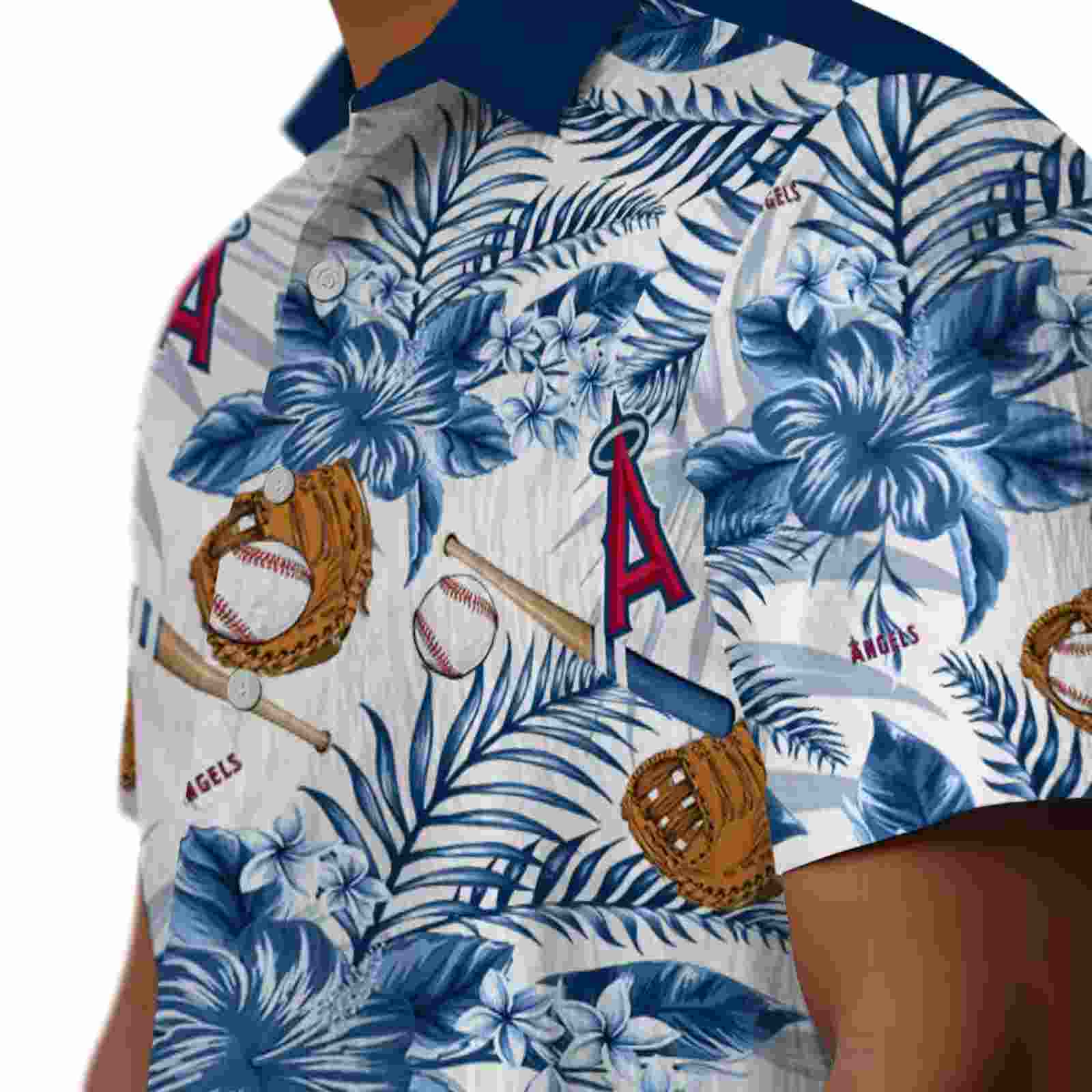 custom los angeles angels floral baseball blue white hawaiian shirt trendy