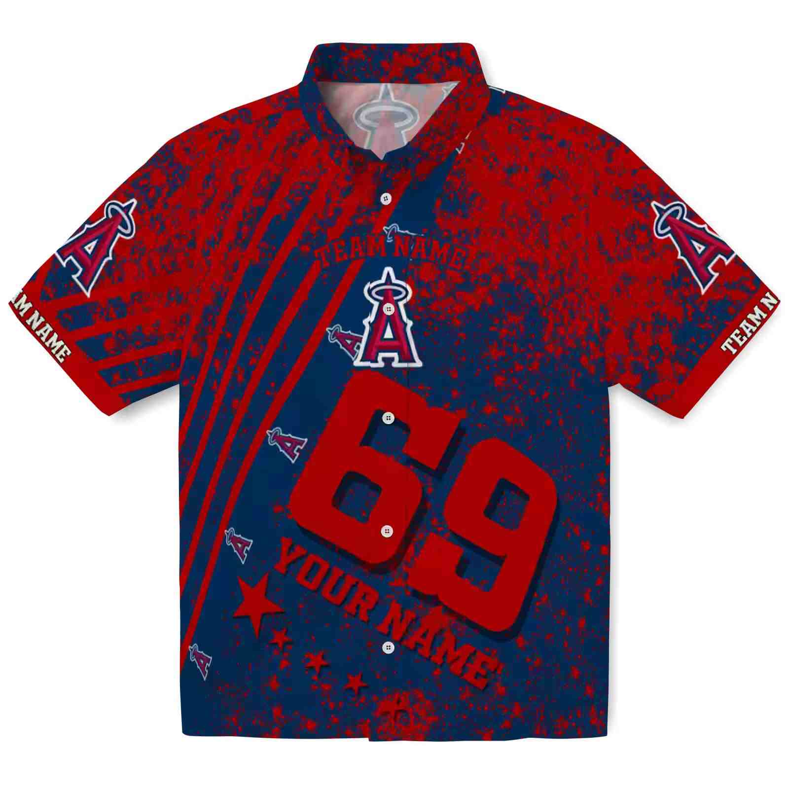 Custom Los Angeles Angels Star Stripes Blue Hawaiian Shirt