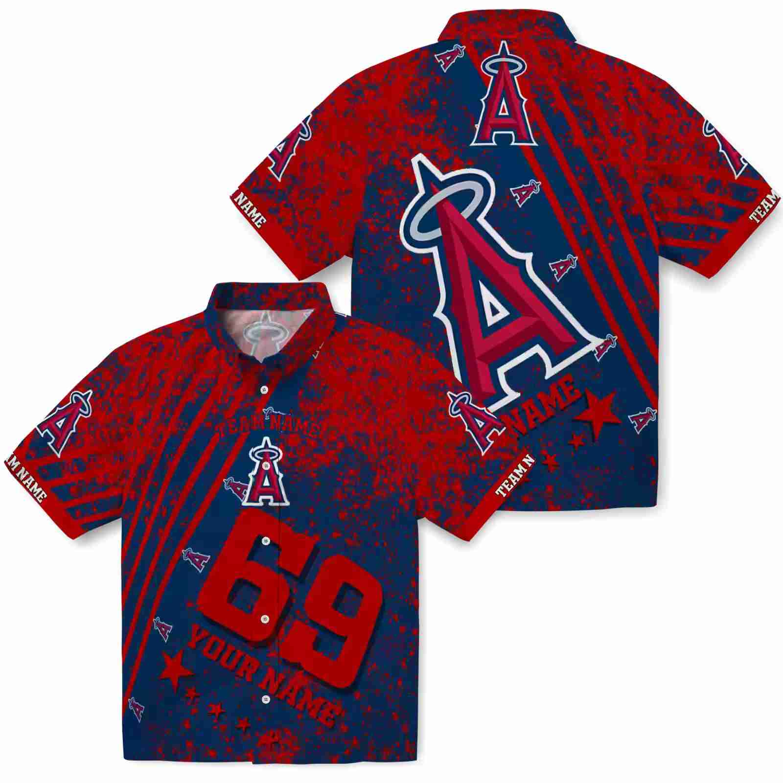 custom los angeles angels star stripes blue hawaiian shirt high quality