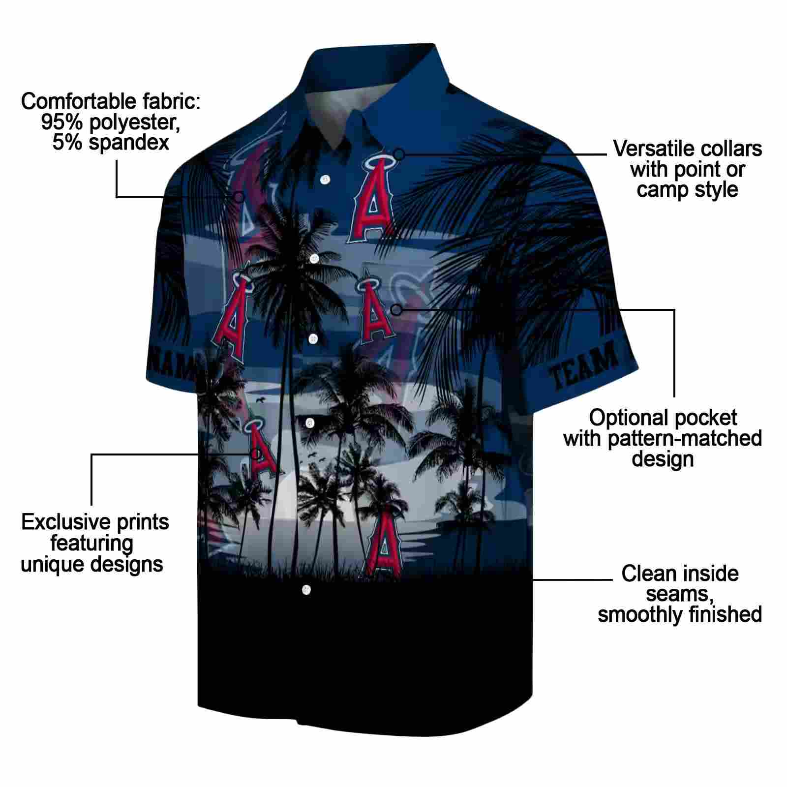 custom los angeles angels sunset scene blue black hawaiian shirt new arrival