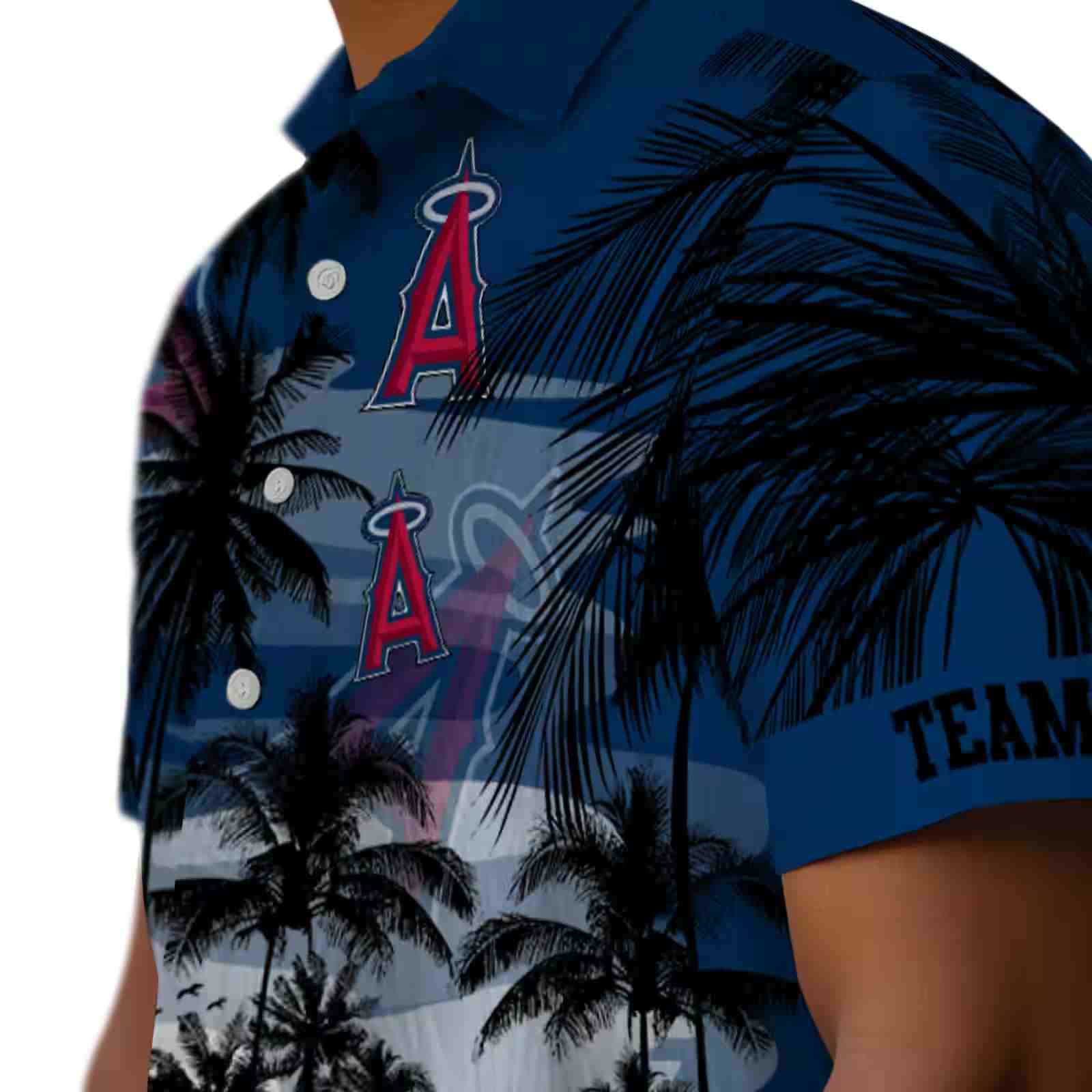 custom los angeles angels sunset scene blue black hawaiian shirt trendy