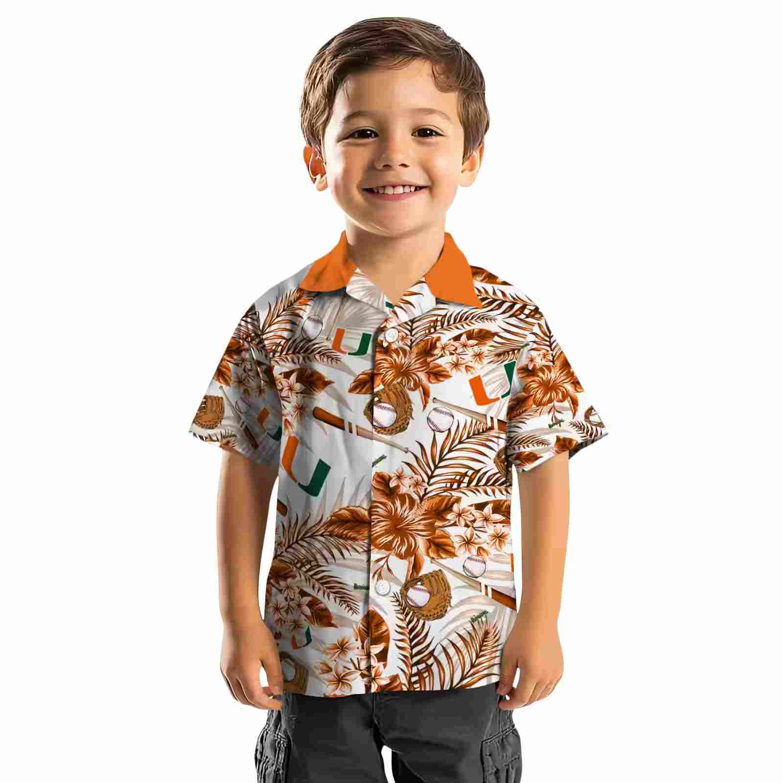 custom miami hurricanes floral baseball orange white hawaiian shirt top rated