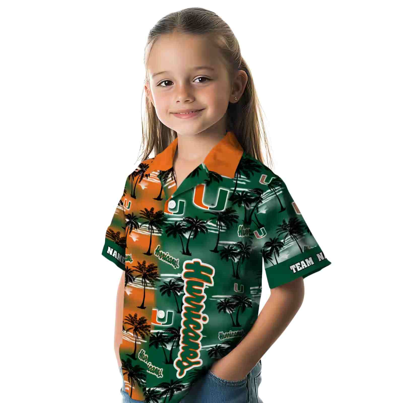 custom miami hurricanes palm silhouettes orange hawaiian shirt premium grade