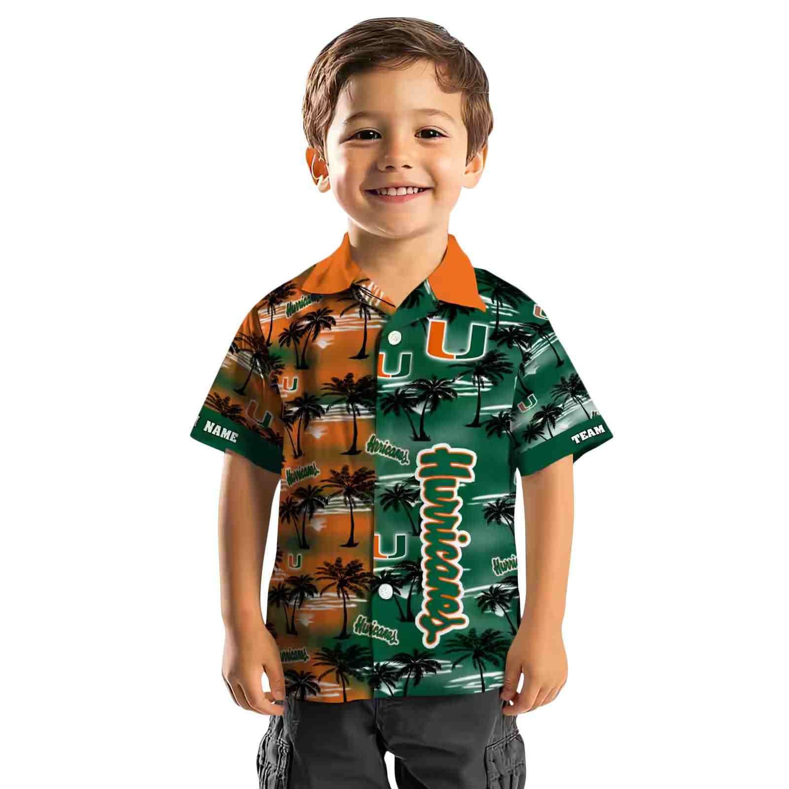 custom miami hurricanes palm silhouettes orange hawaiian shirt top rated