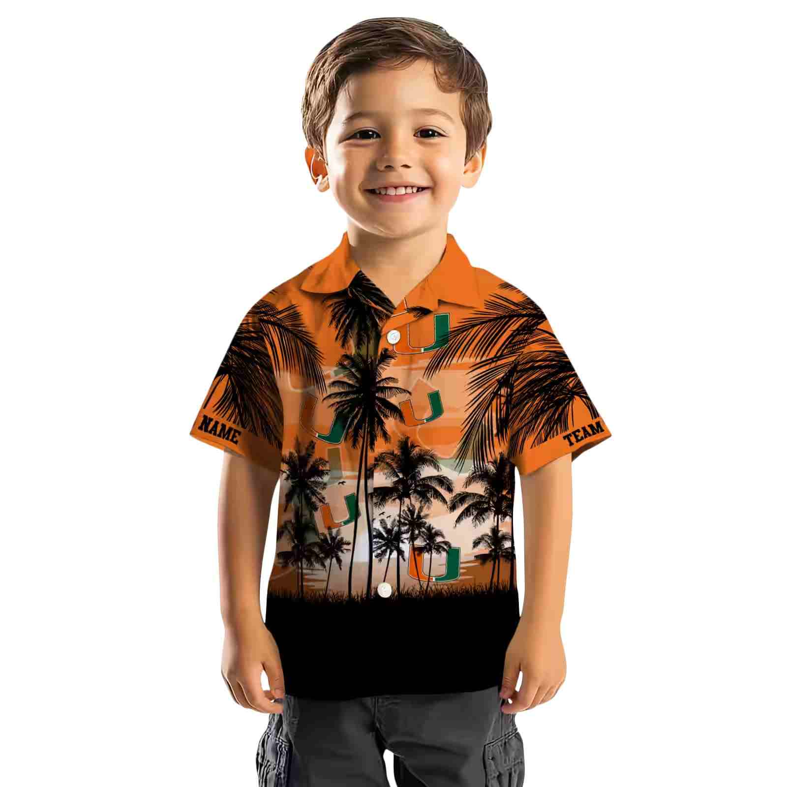 custom miami hurricanes sunset scene orange black hawaiian shirt top rated