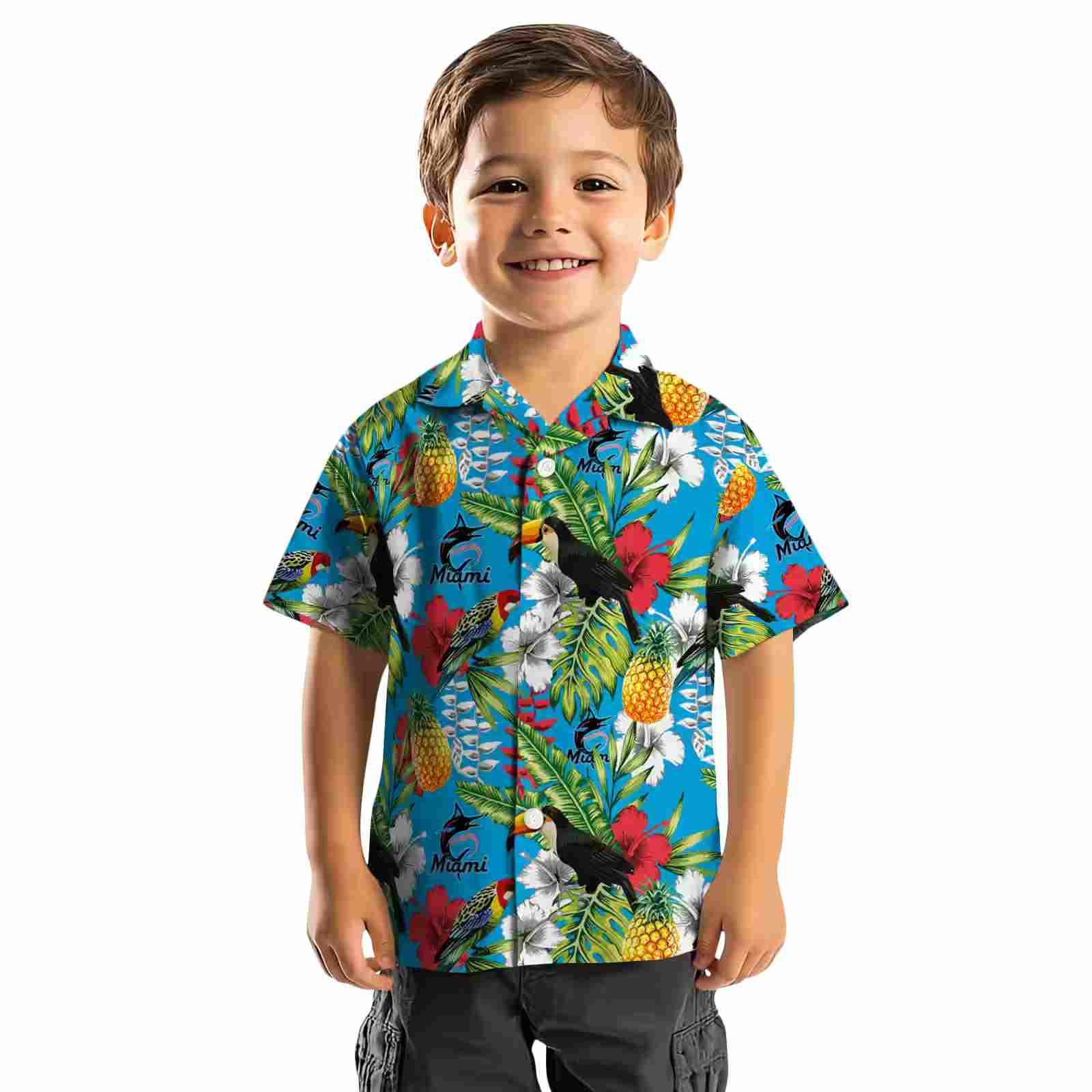 custom miami marlins tropical toucan blue green hawaiian shirt top rated