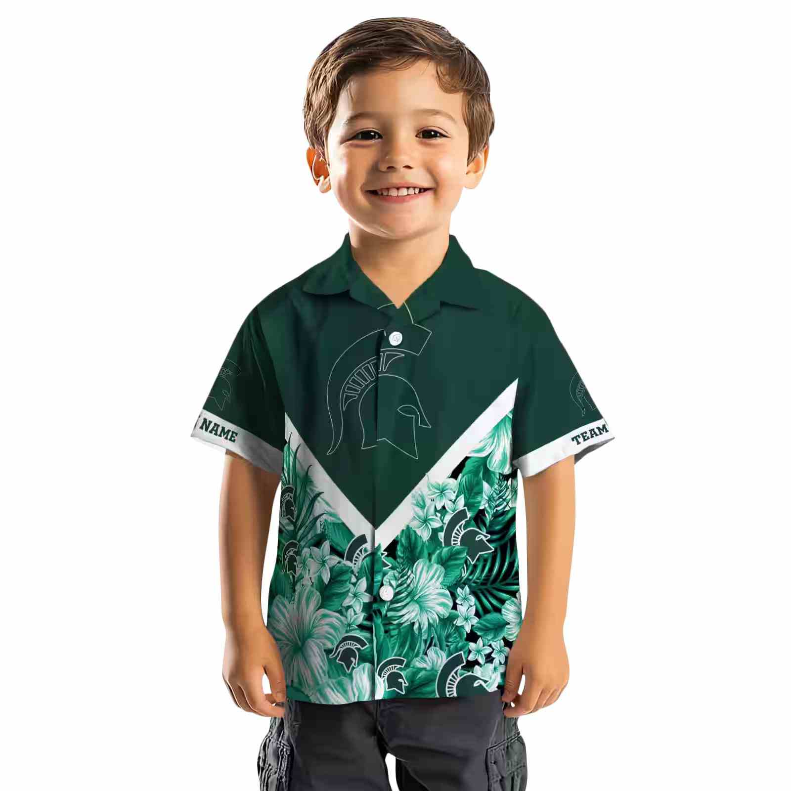 custom michigan state spartans floral chevron green hawaiian shirt top rated